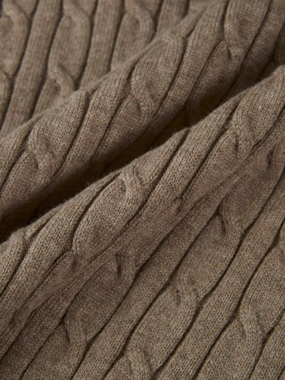 Collared Cable Sweater - Warm Taupe