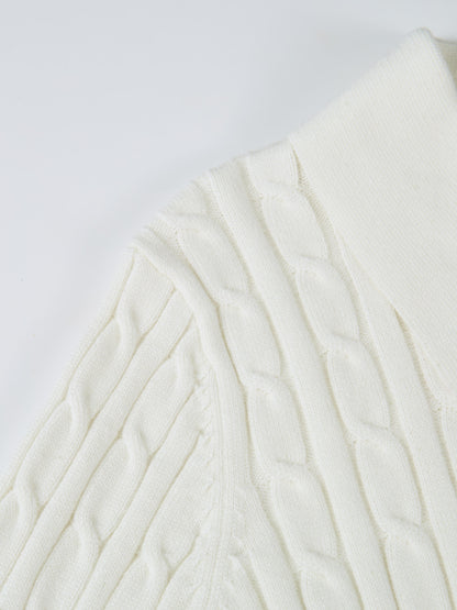 Collared Cable Sweater - Cream