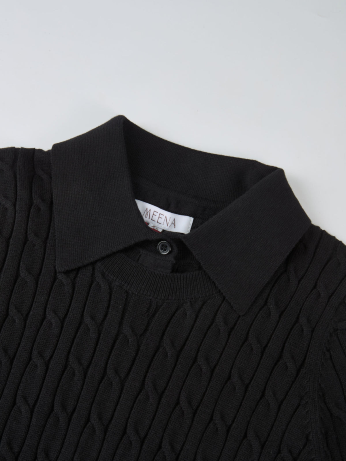Collared Cable Sweater - Black
