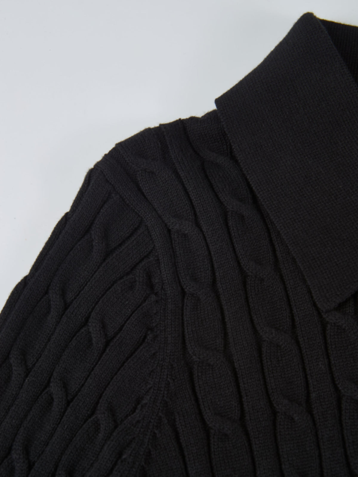 Collared Cable Sweater - Black