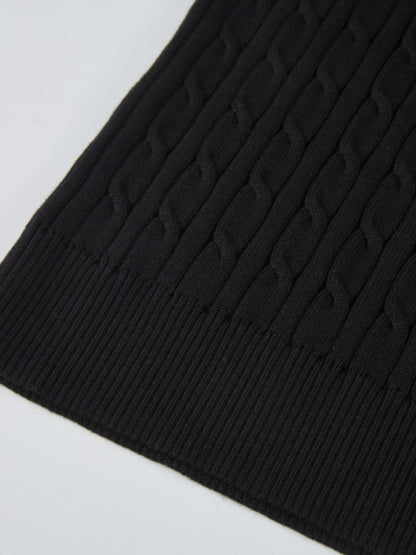 Collared Cable Sweater - Black