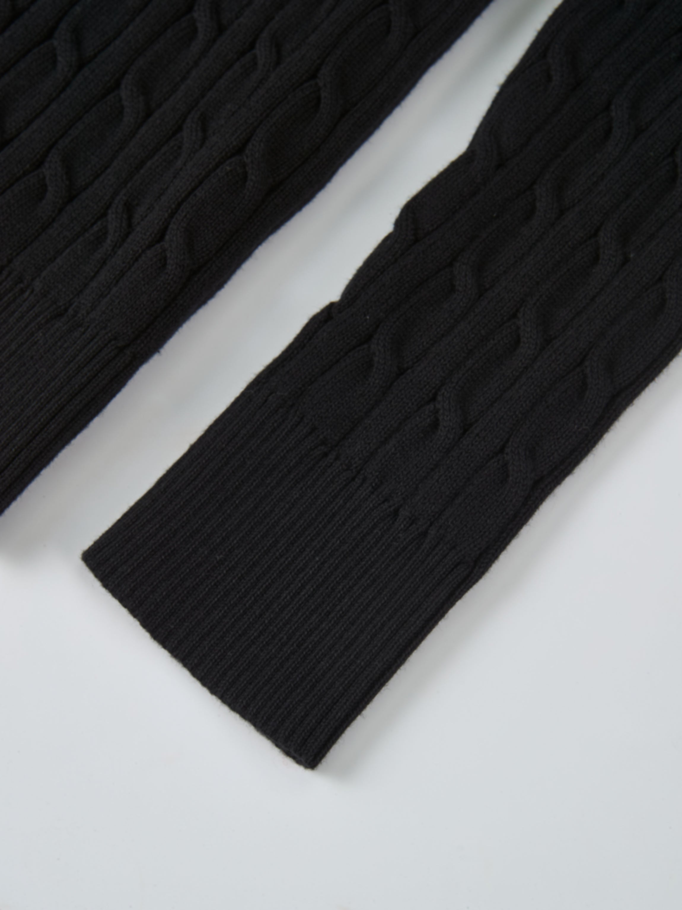 Collared Cable Sweater - Black