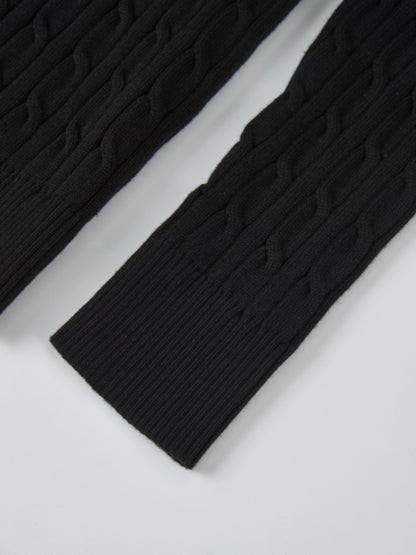 Collared Cable Sweater - Black