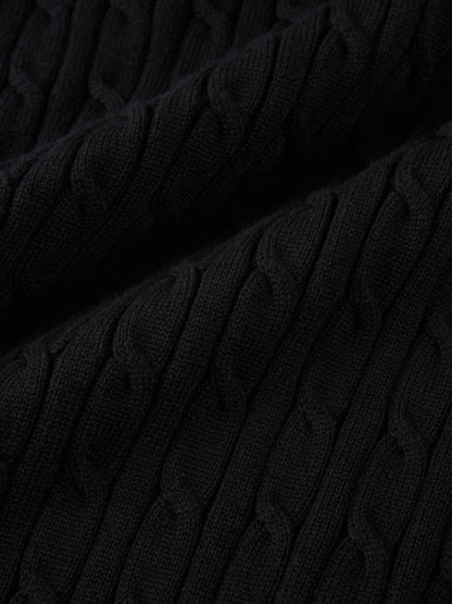 Collared Cable Sweater - Black
