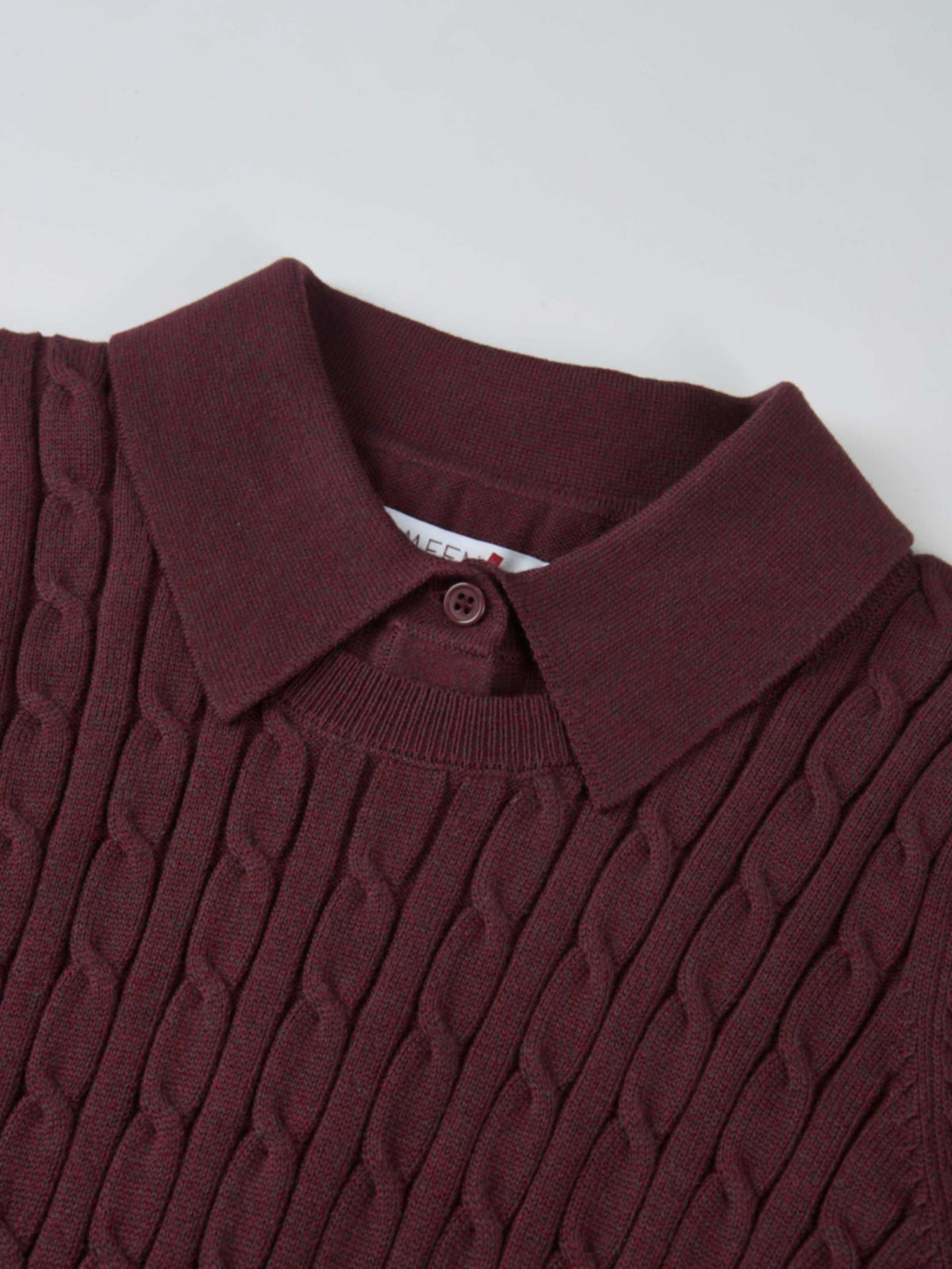 Collared Cable Sweater - Burgundy