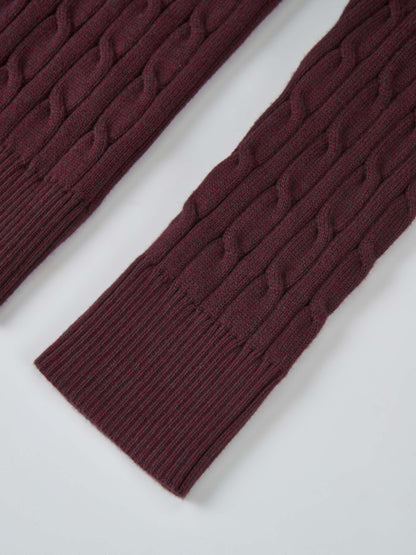 Collared Cable Sweater - Burgundy