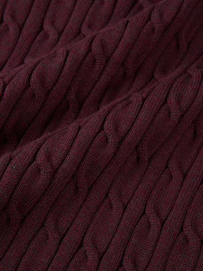 Collared Cable Sweater - Burgundy