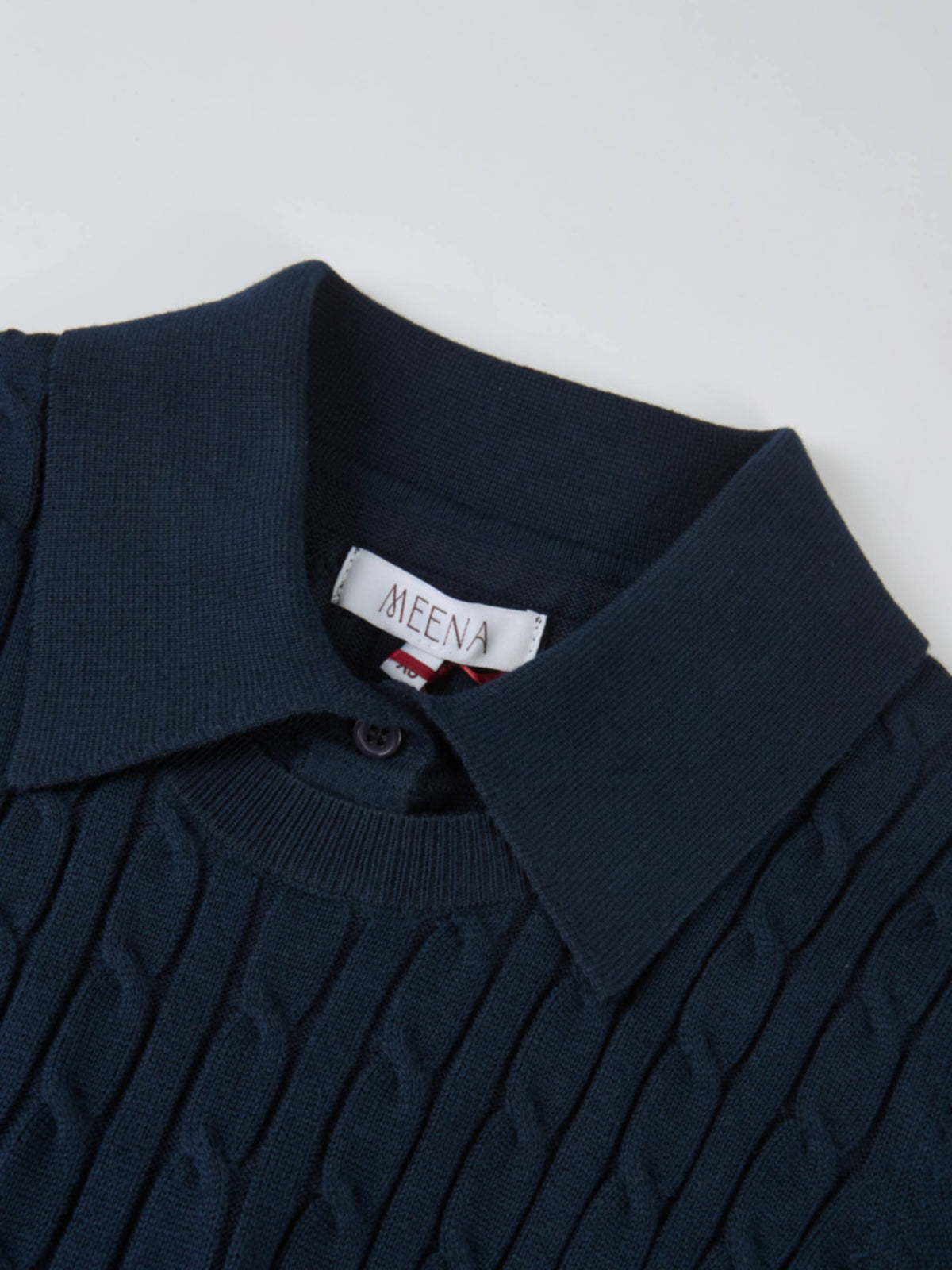 Collared Cable Sweater - Navy