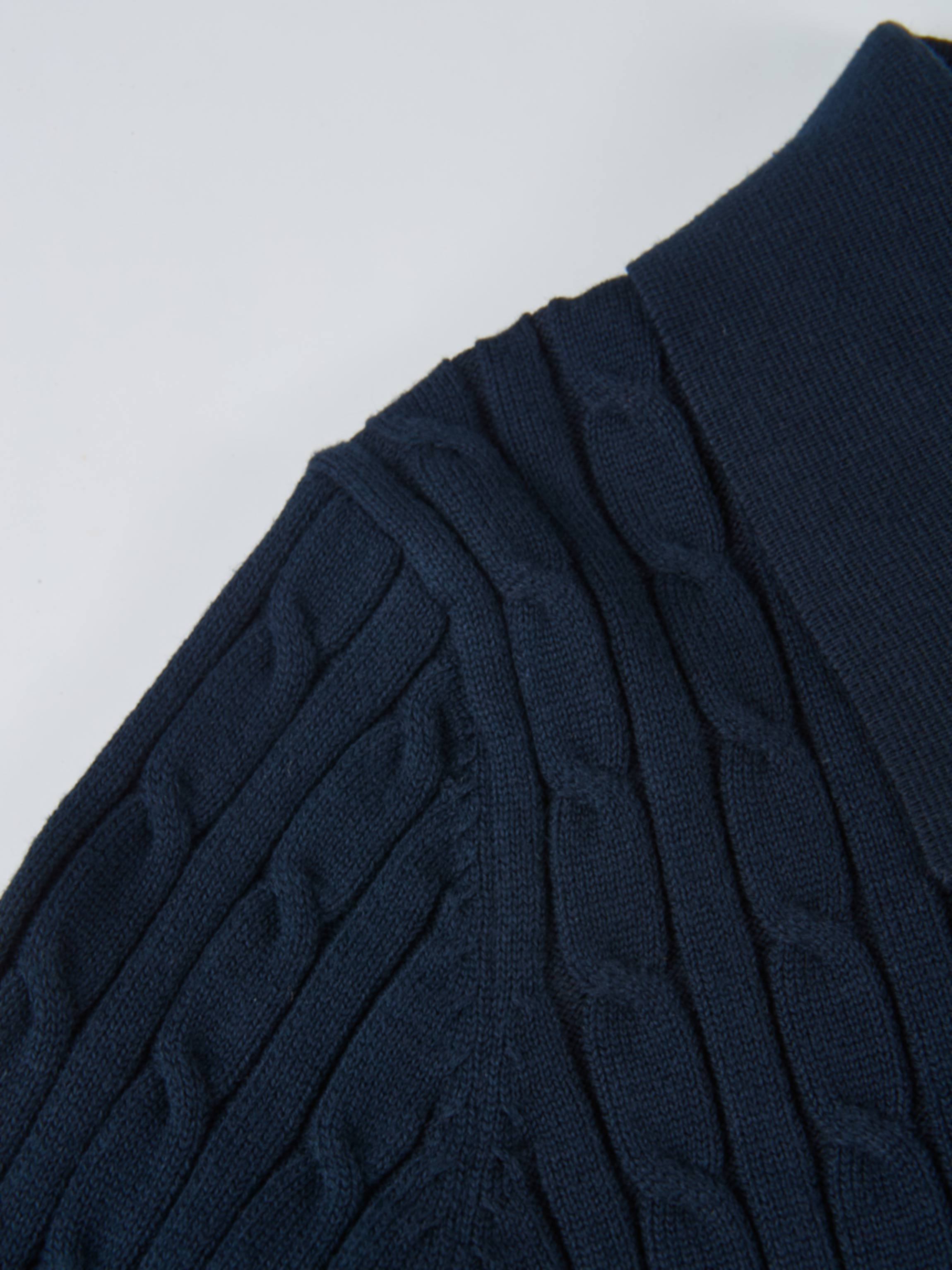 Collared Cable Sweater - Navy