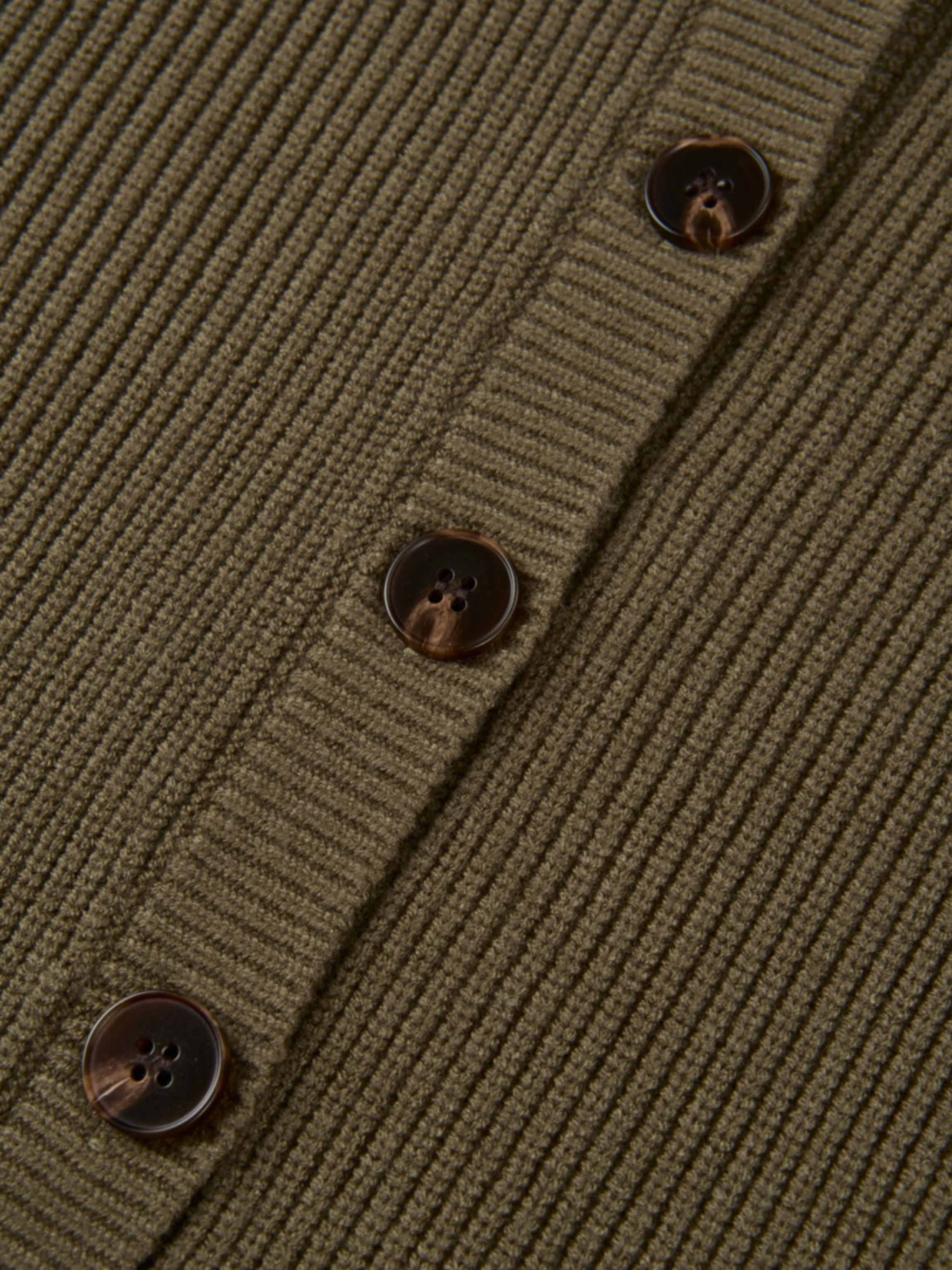 Boxy Crew Neck Button Down Cardigan - Olive