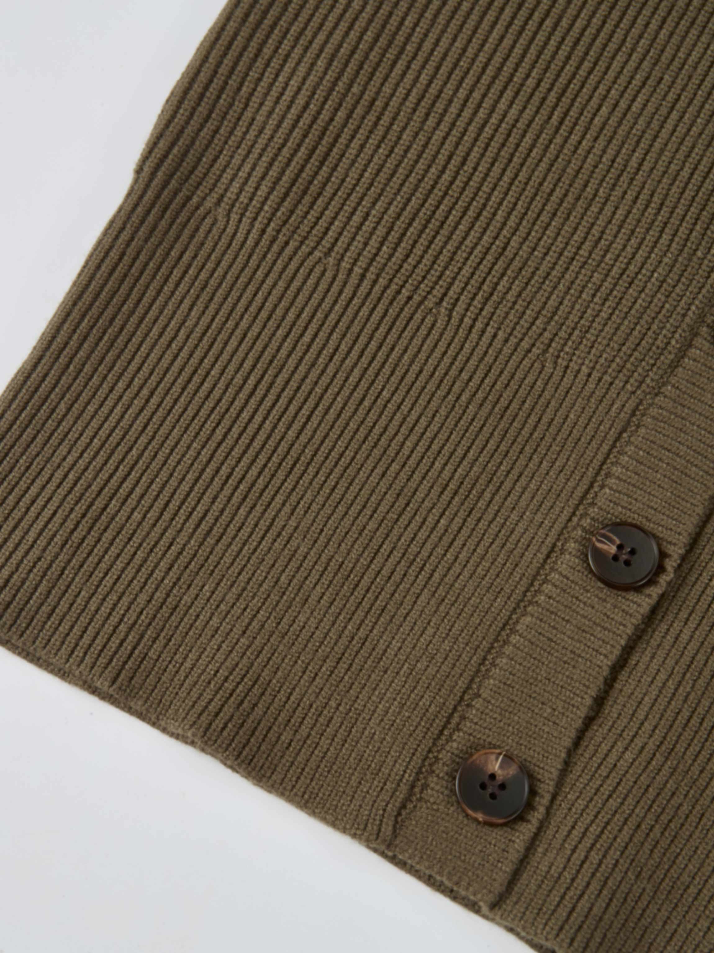 Boxy Crew Neck Button Down Cardigan - Olive