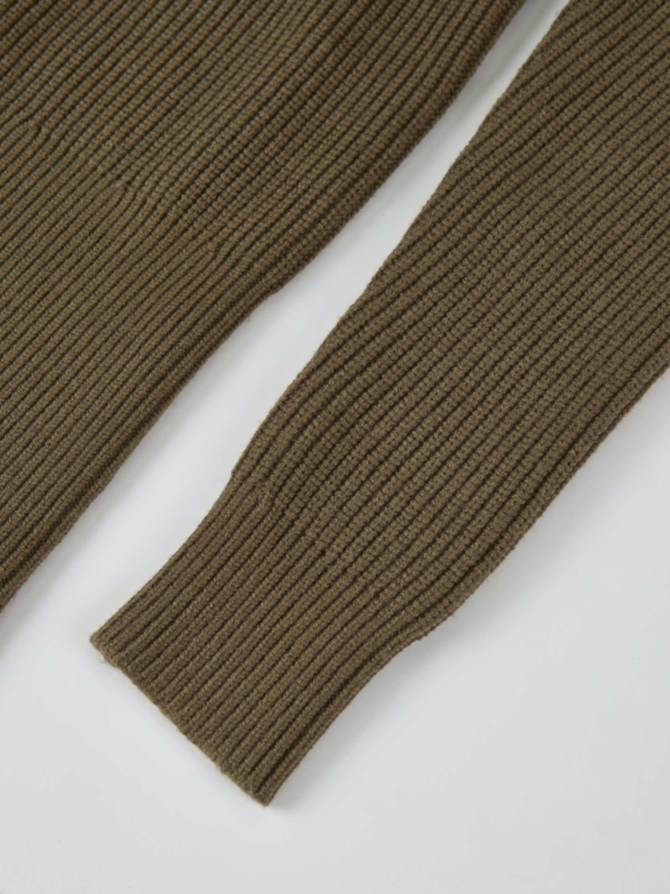 Boxy Crew Neck Button Down Cardigan - Olive