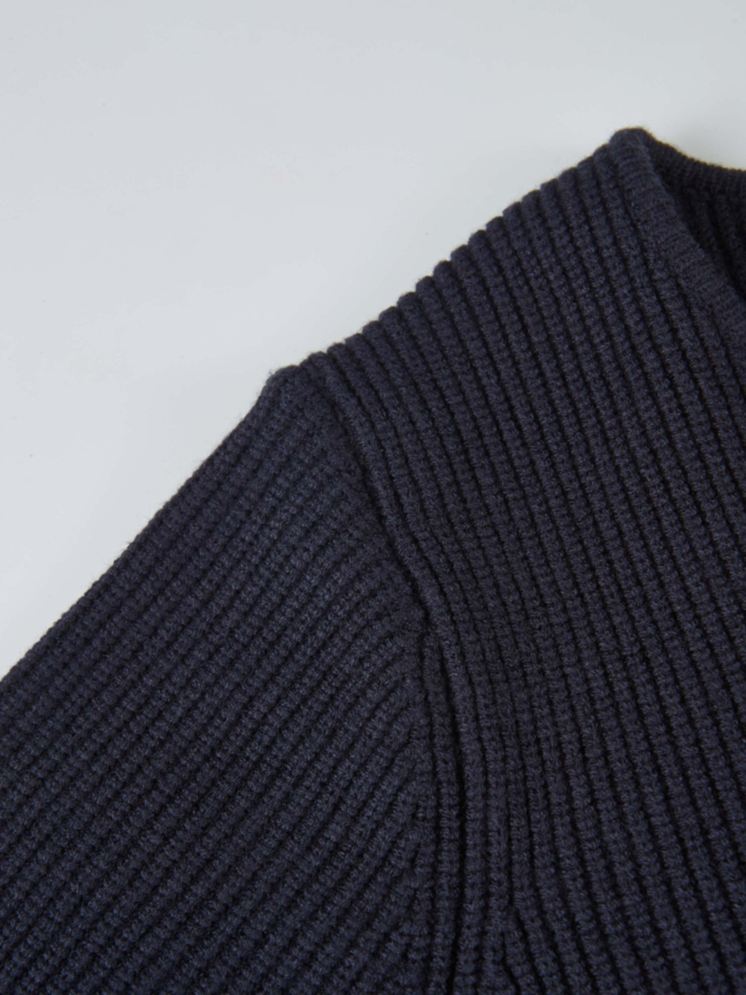 Boxy Crew Neck Button Down Cardigan - Navy