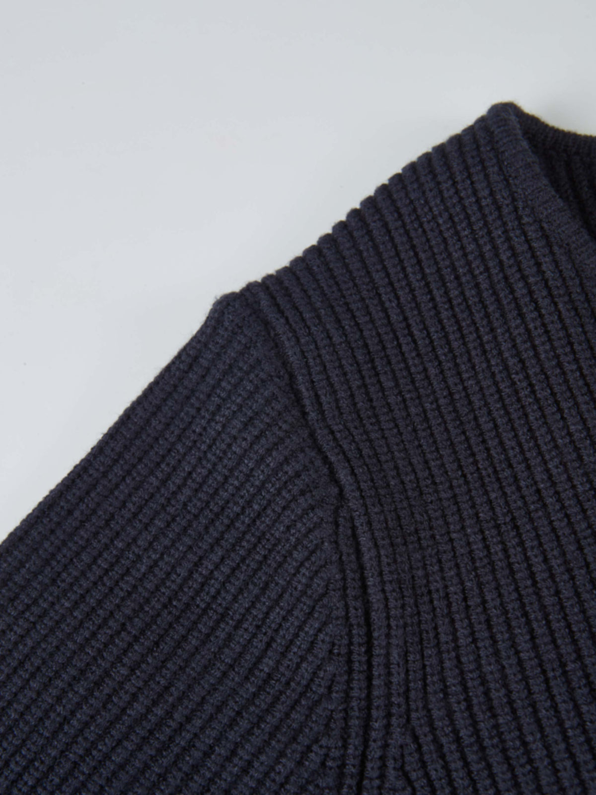 Boxy Crew Neck Button Down Cardigan - Navy