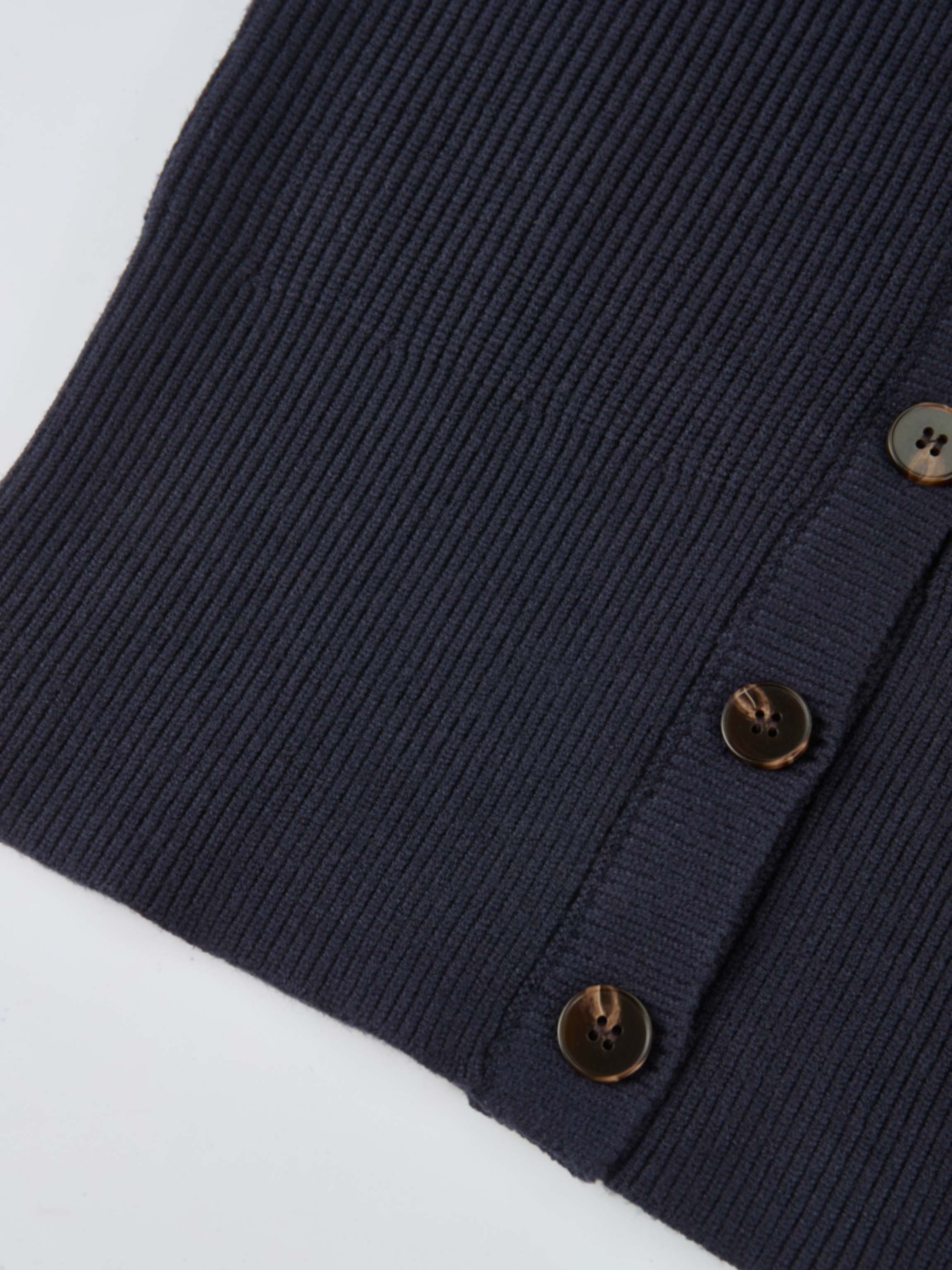 Boxy Crew Neck Button Down Cardigan - Navy