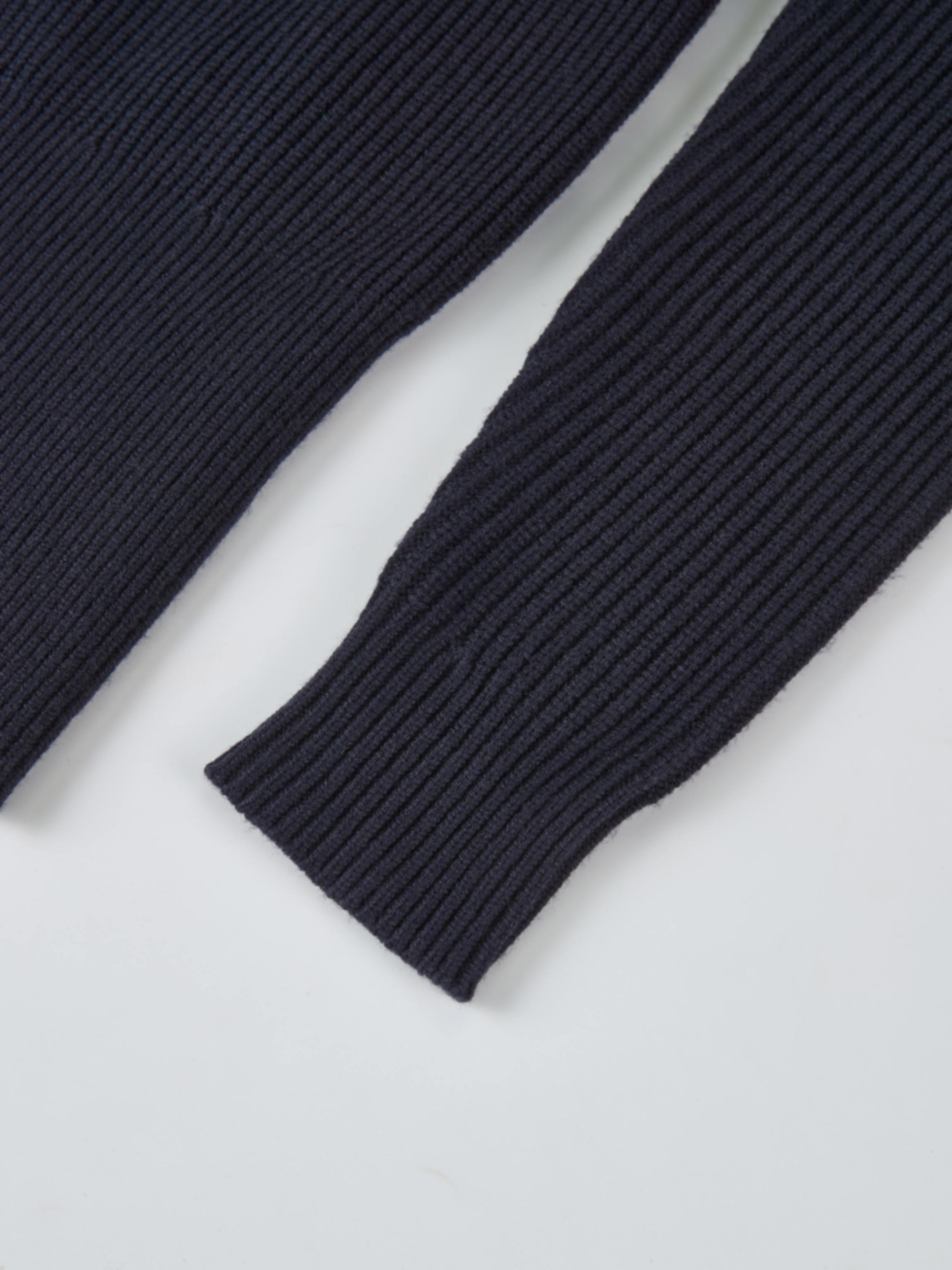 Boxy Crew Neck Button Down Cardigan - Navy