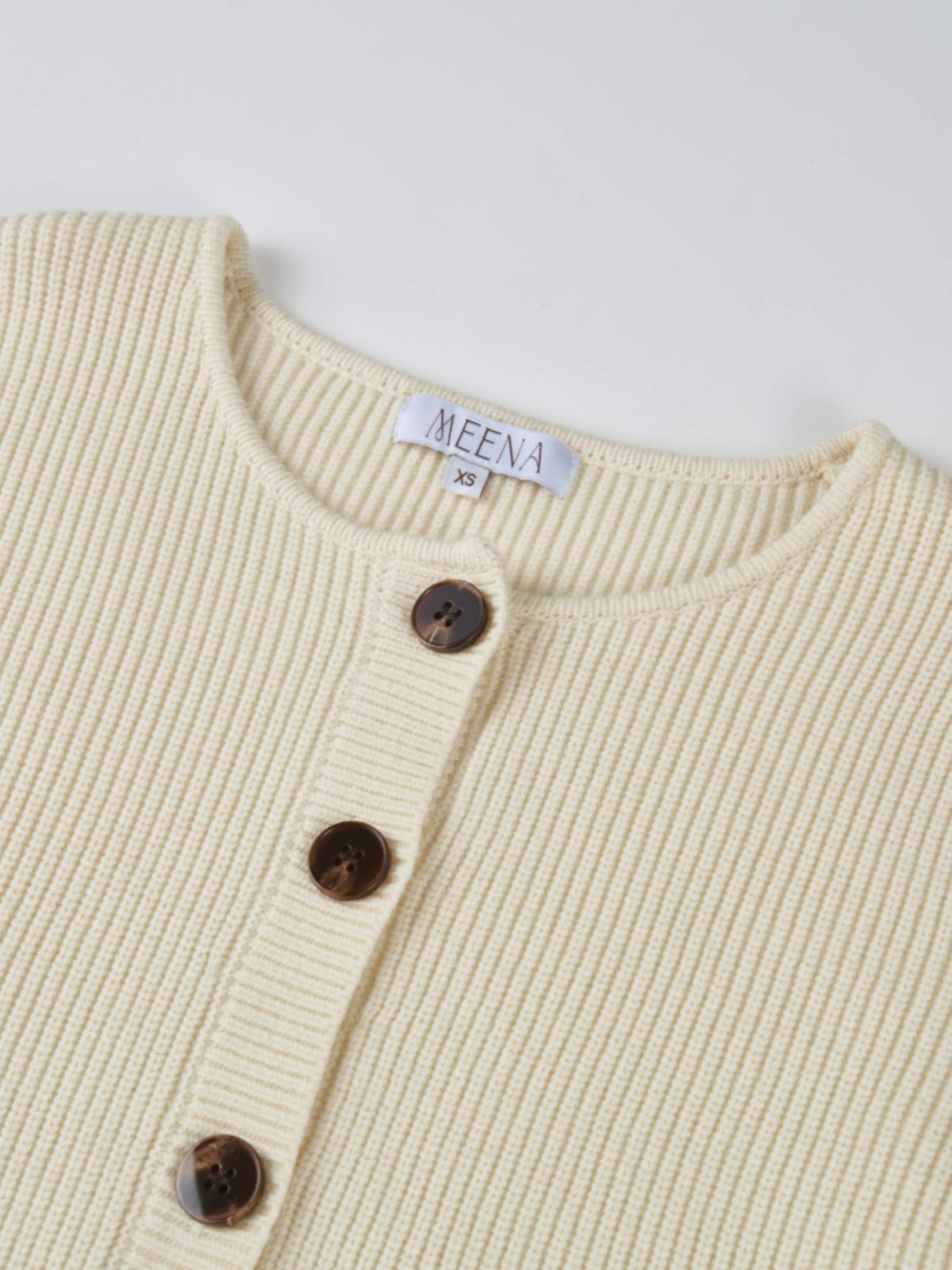 Boxy Crew Neck Button Down Cardigan - Cream