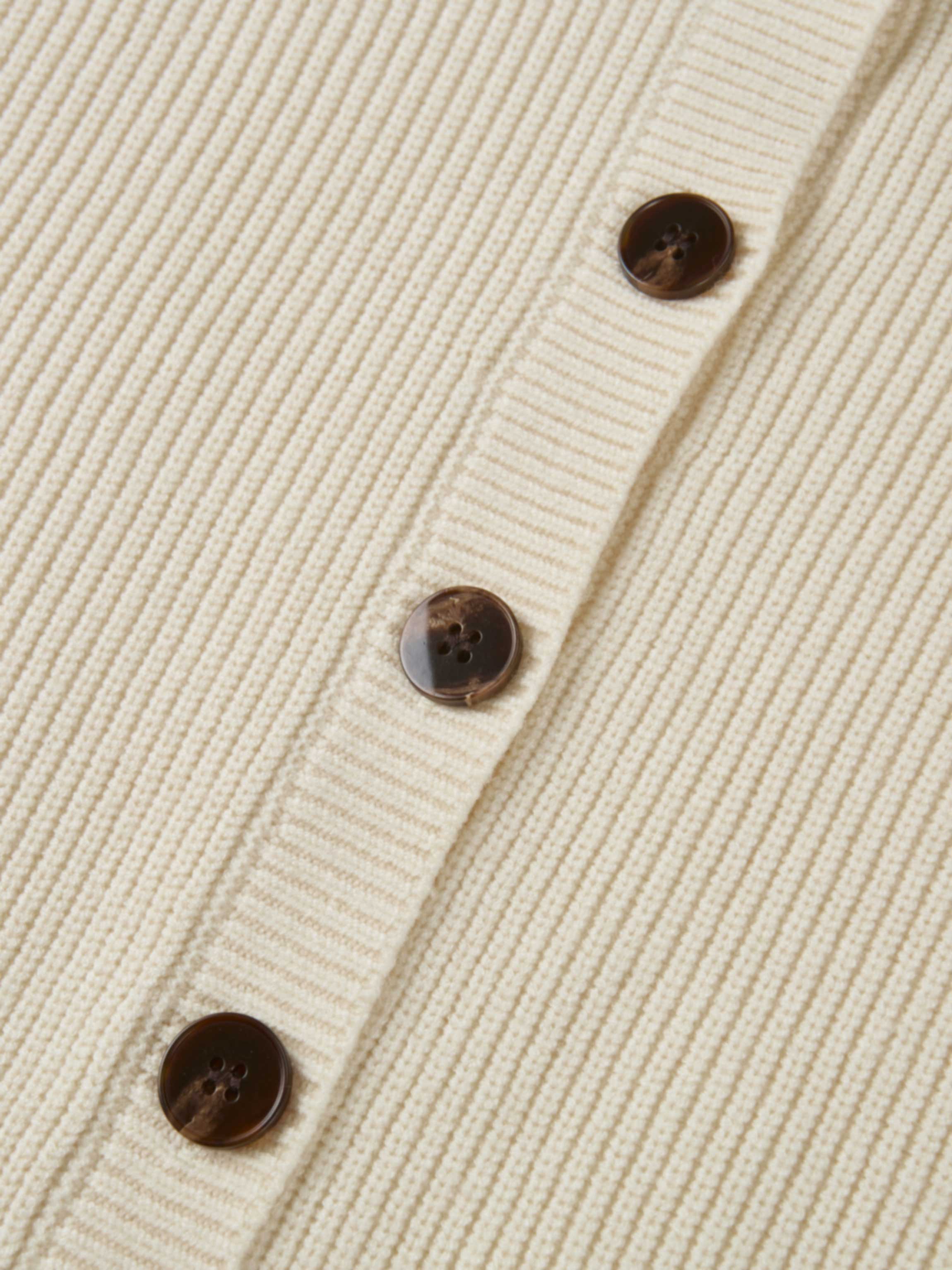 Boxy Crew Neck Button Down Cardigan - Cream
