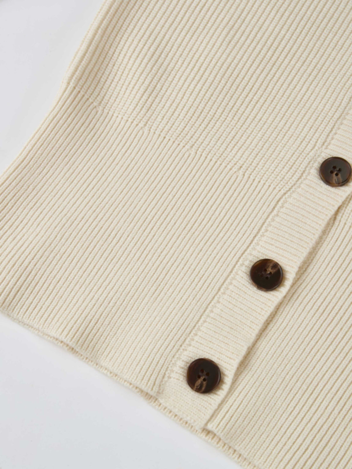 Boxy Crew Neck Button Down Cardigan - Cream