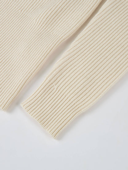 Boxy Crew Neck Button Down Cardigan - Cream