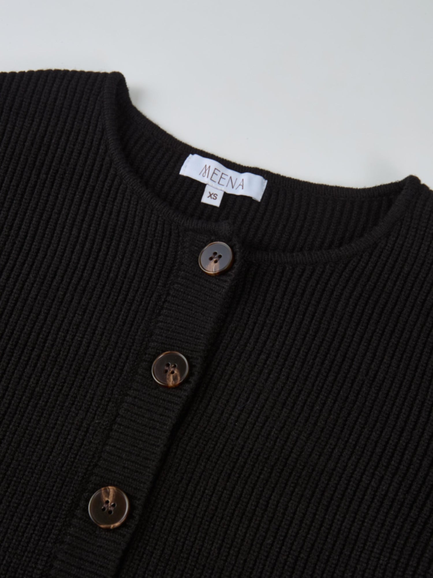 Boxy Crew Neck Button Down Cardigan - Black