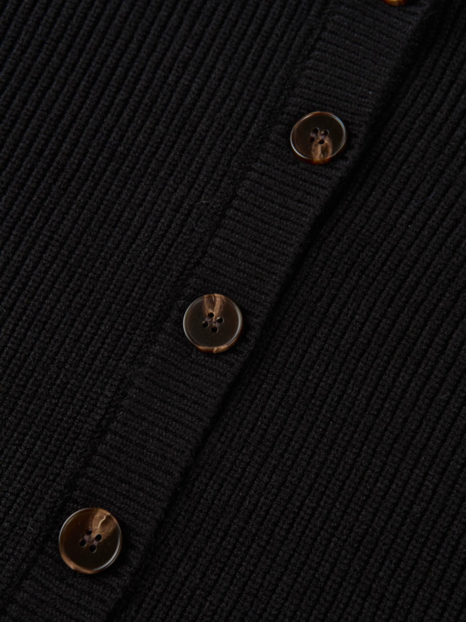 Boxy Crew Neck Button Down Cardigan - Black