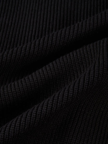 Boxy Crew Neck Button Down Cardigan - Black