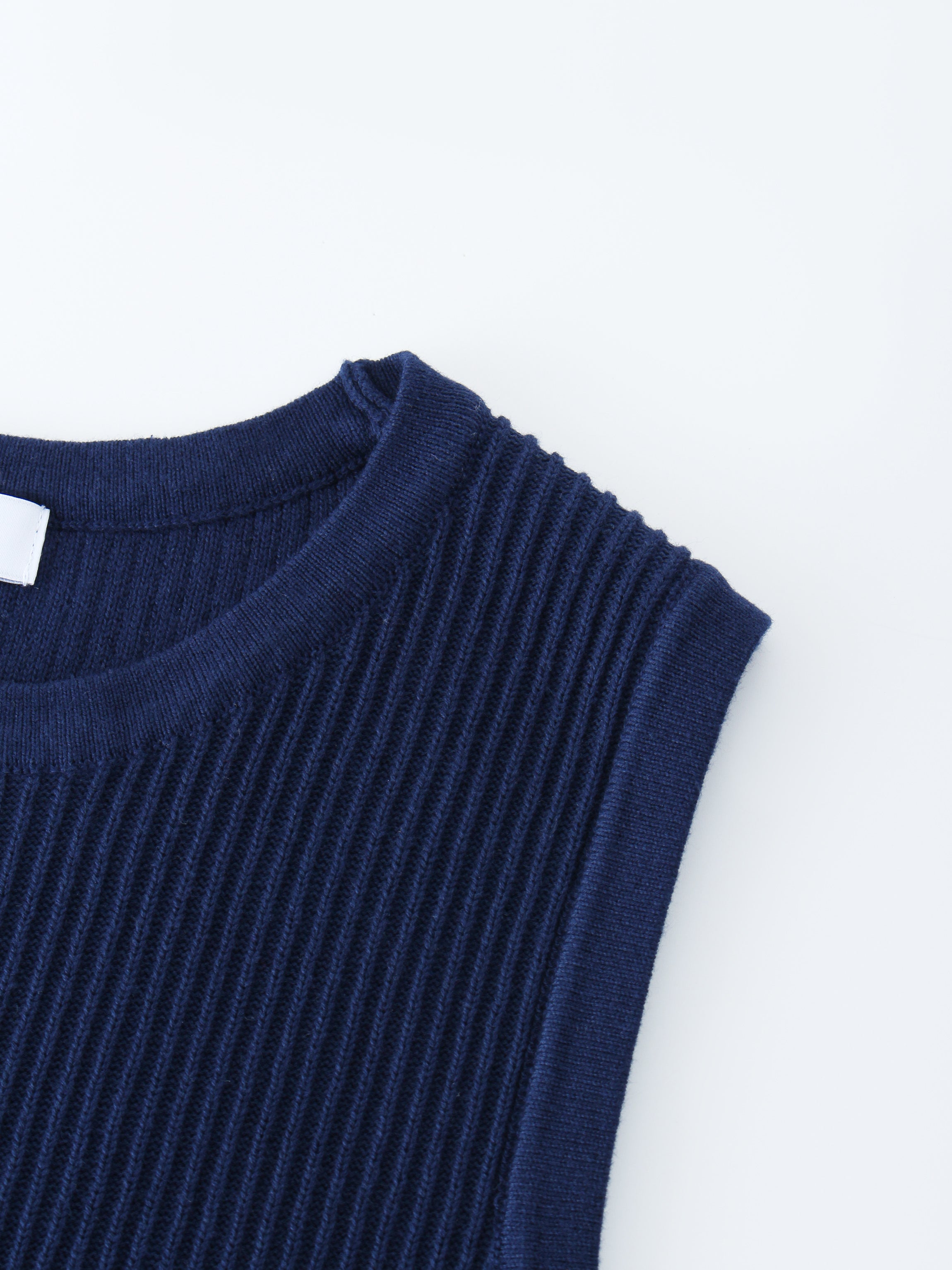 Sleeveless Ribbed Crew-Navy