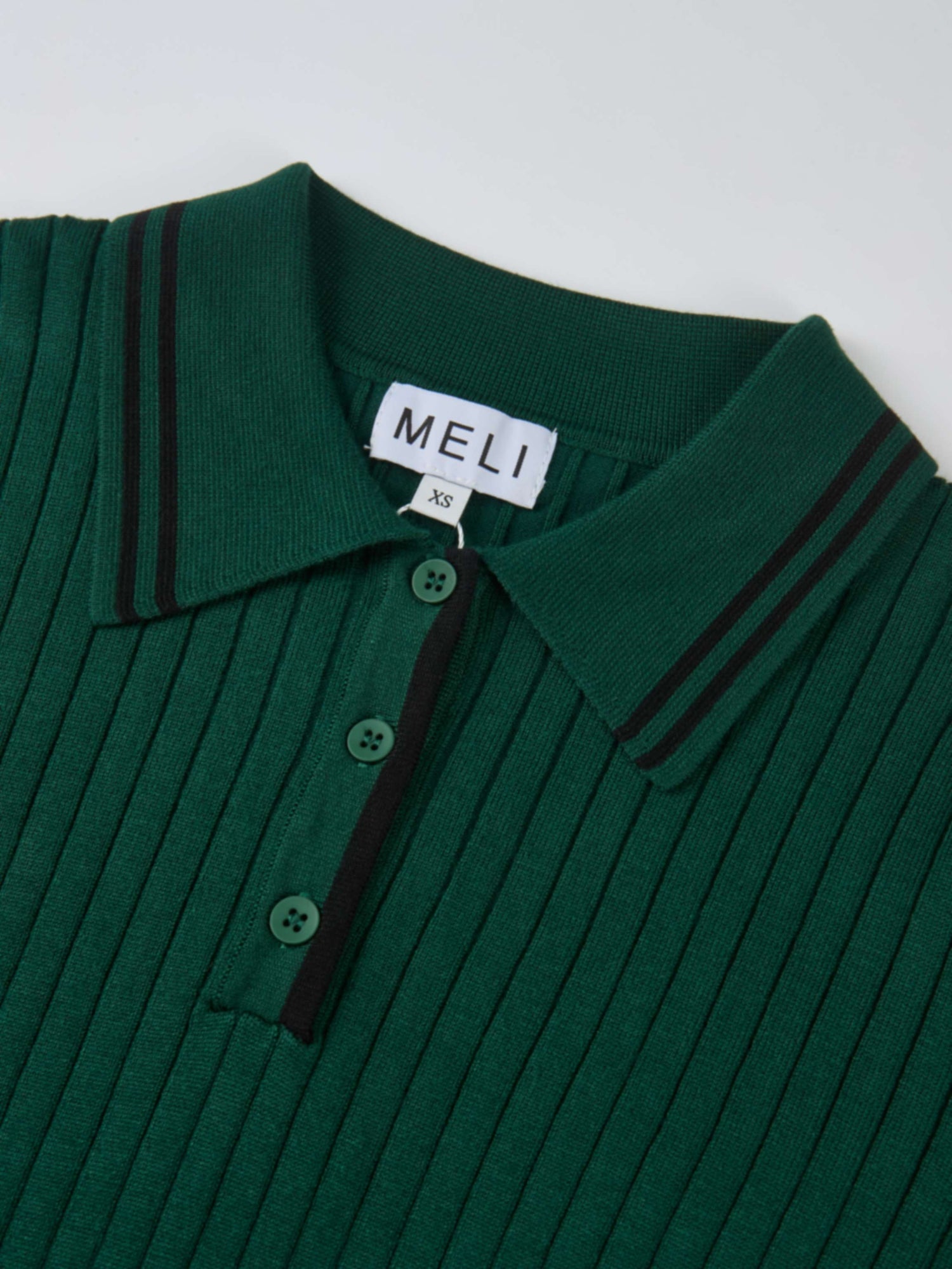 Ribbed Polo Sweater - Green/Grey Stripe
