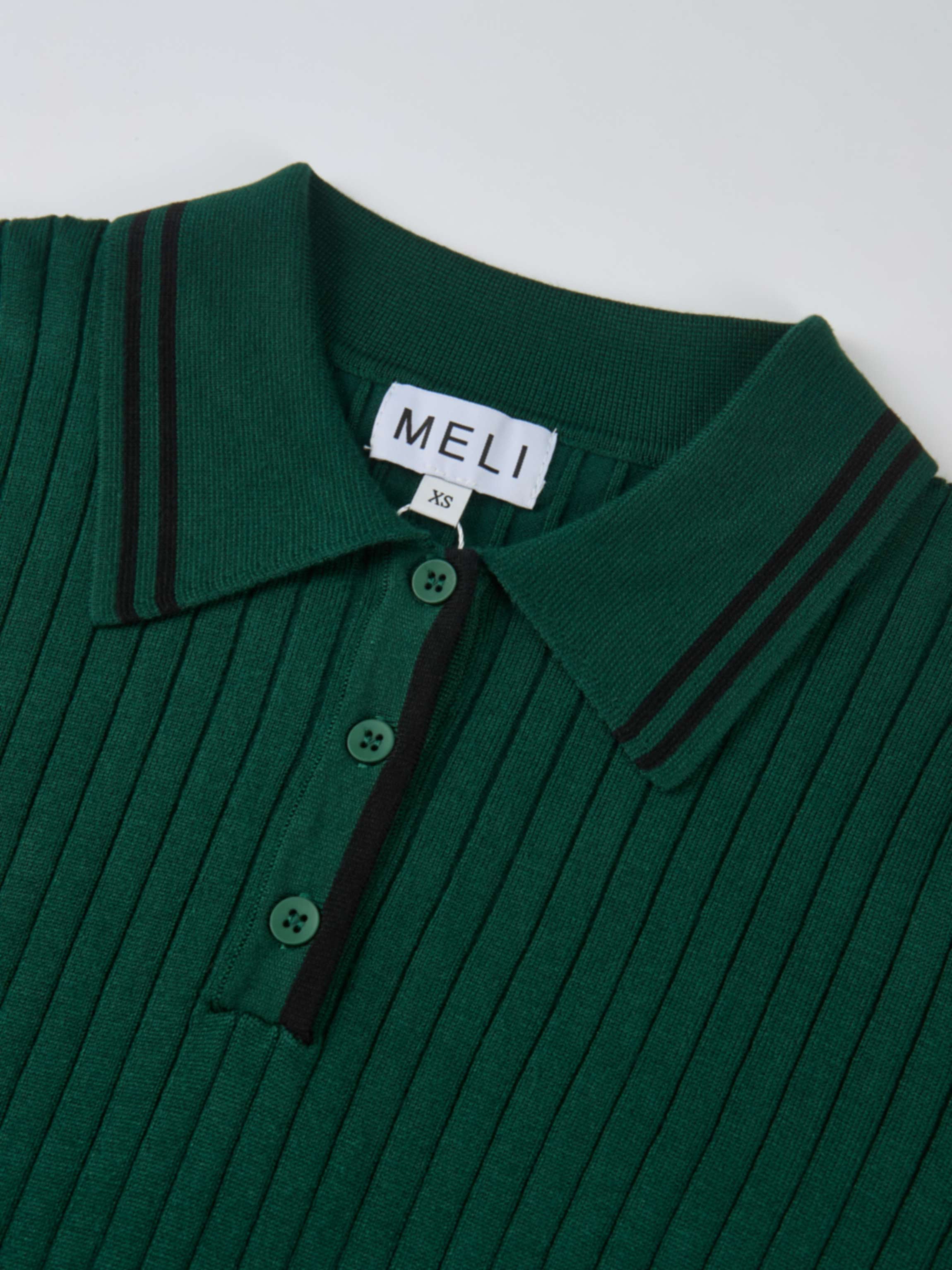 Ribbed Polo Sweater - Green/Grey Stripe