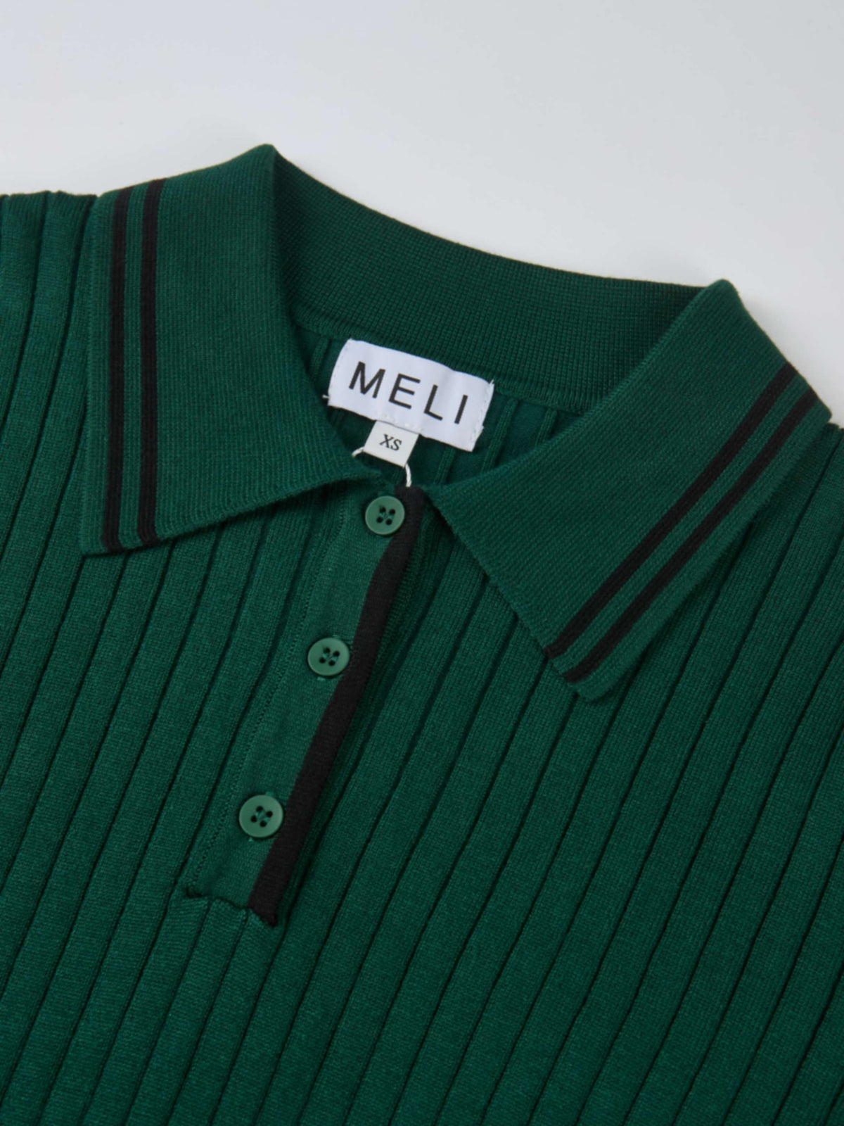 Ribbed Polo Sweater - Teal/Black