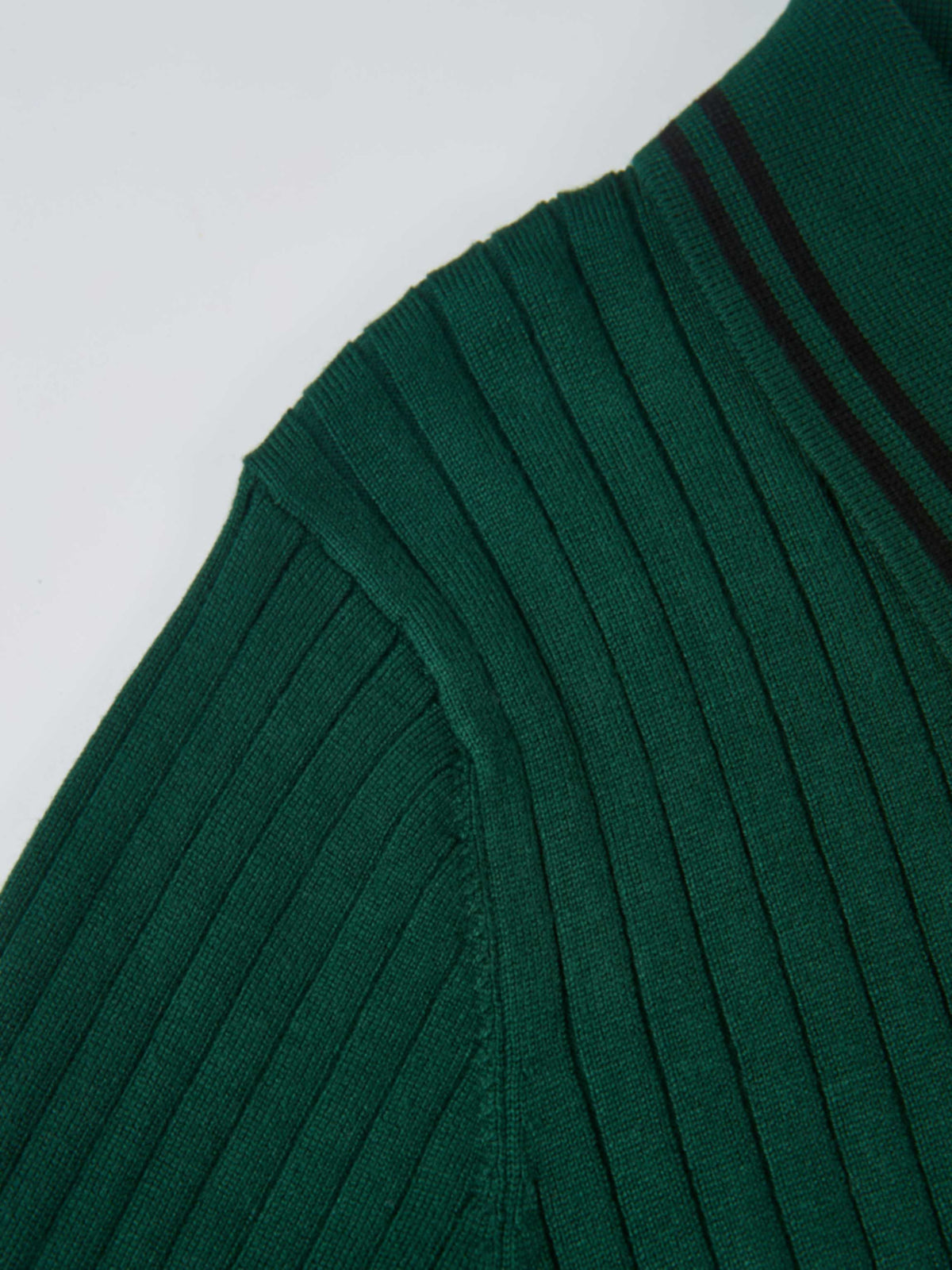 Ribbed Polo Sweater - Teal/Black