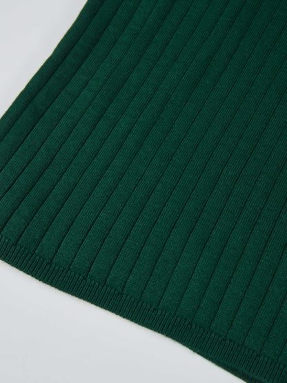 Ribbed Polo Sweater - Green/Grey Stripe