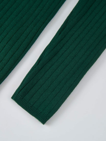 Ribbed Polo Sweater - Green/Grey Stripe