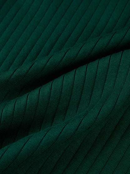 Ribbed Polo Sweater - Green/Grey Stripe