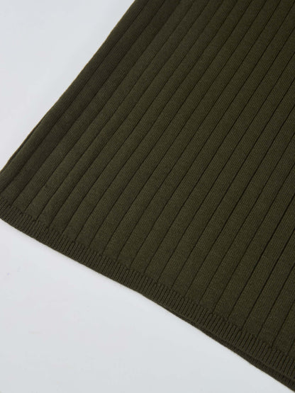 Ribbed Polo Sweater - Green/Grey Stripe