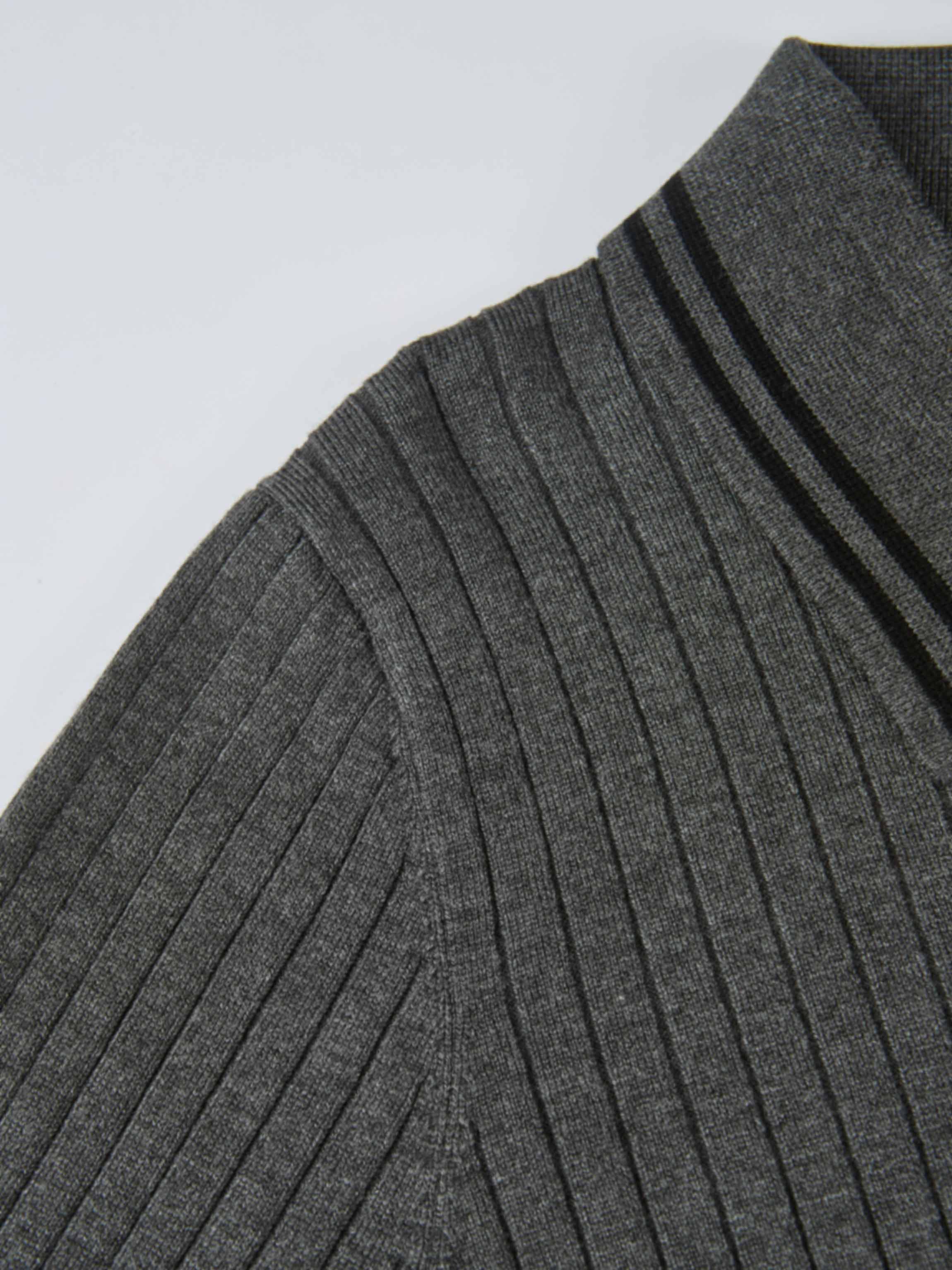 Ribbed Polo Sweater - Grey/Black Stripe