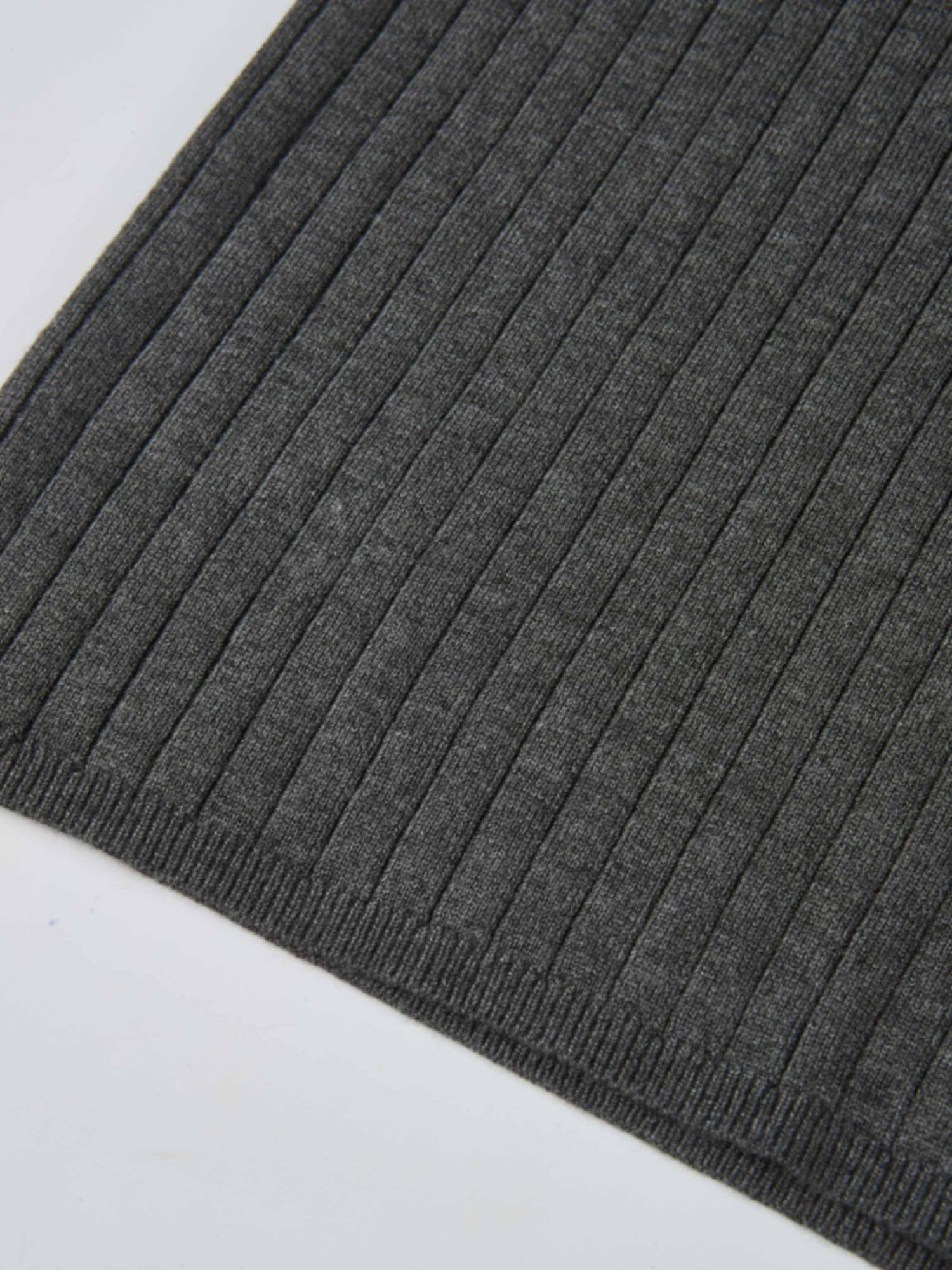 Ribbed Polo Sweater - Grey/Black Stripe