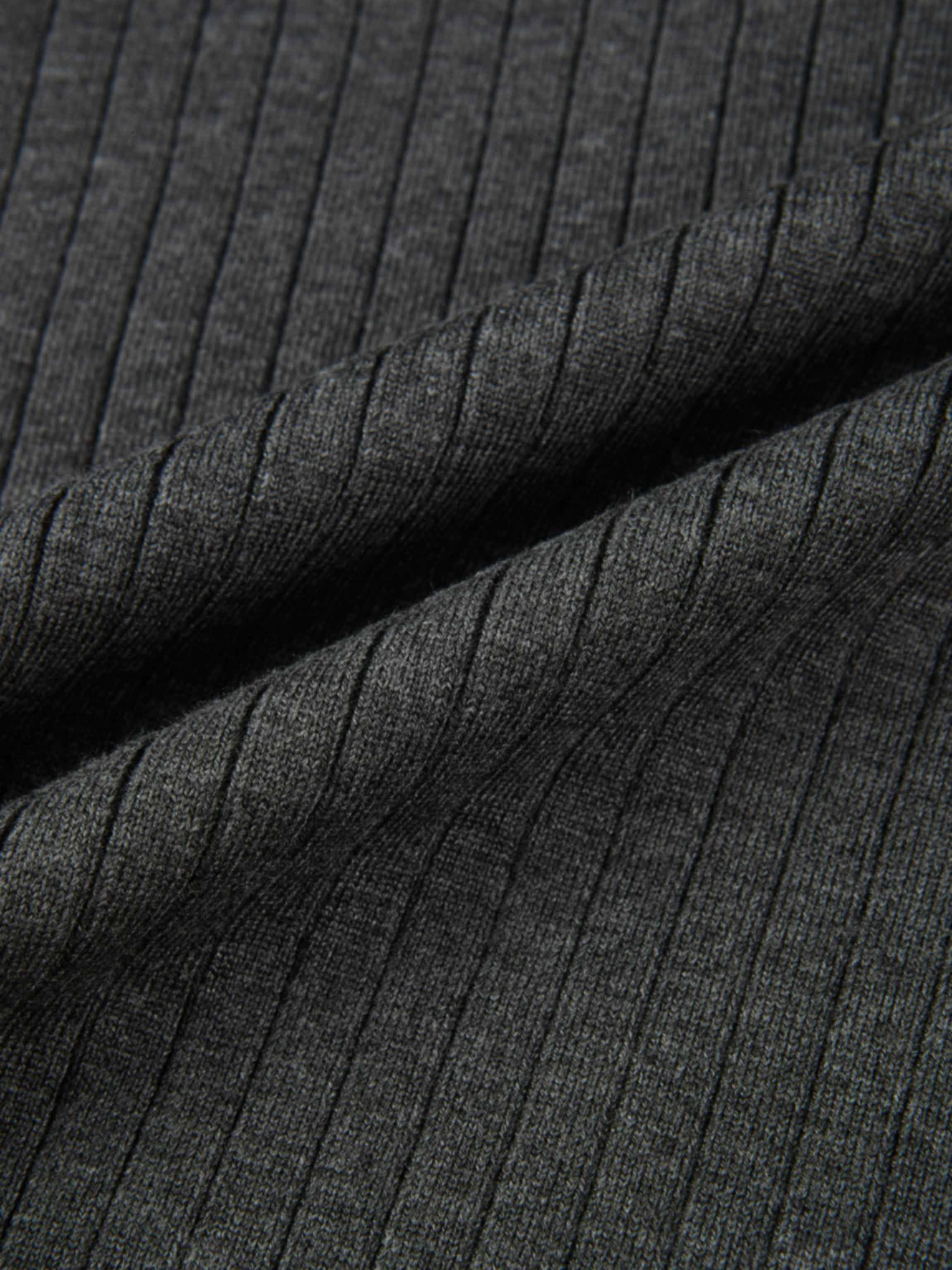 Ribbed Polo Sweater - Grey/Black Stripe