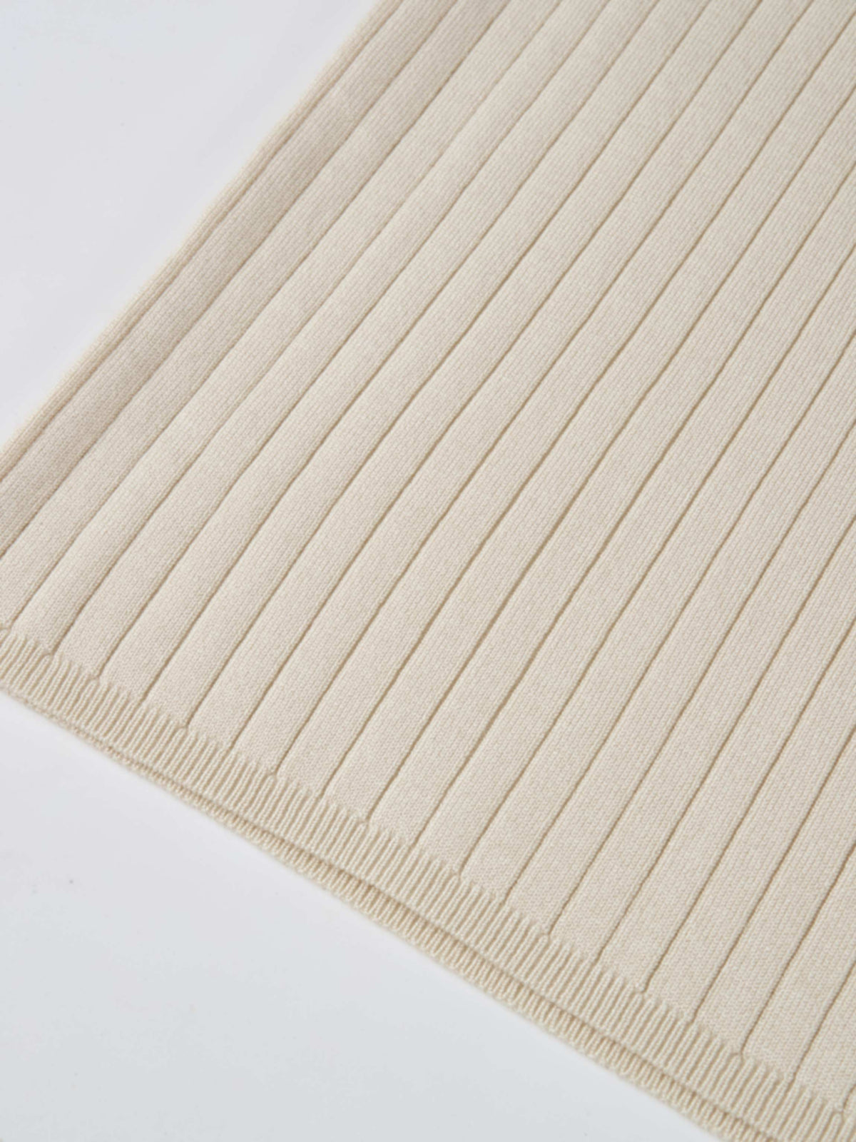 Ribbed Polo Sweater - Cream/Brown Stripe