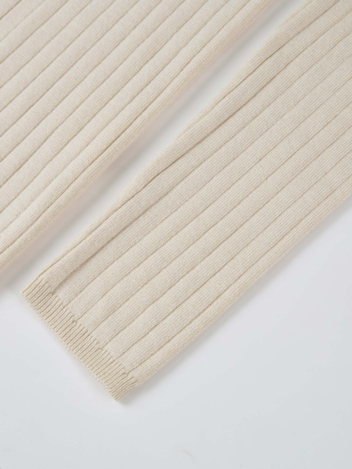 Ribbed Polo Sweater - Cream/Brown Stripe