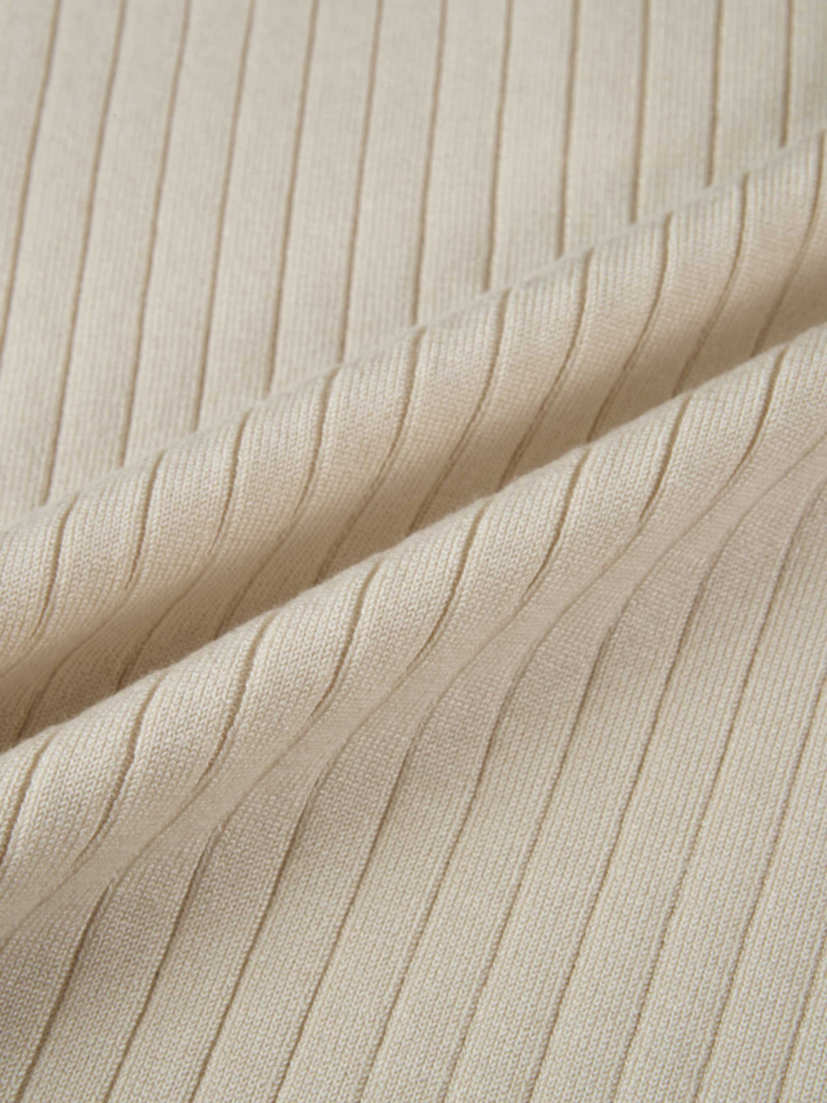 Ribbed Polo Sweater - Cream/Brown Stripe