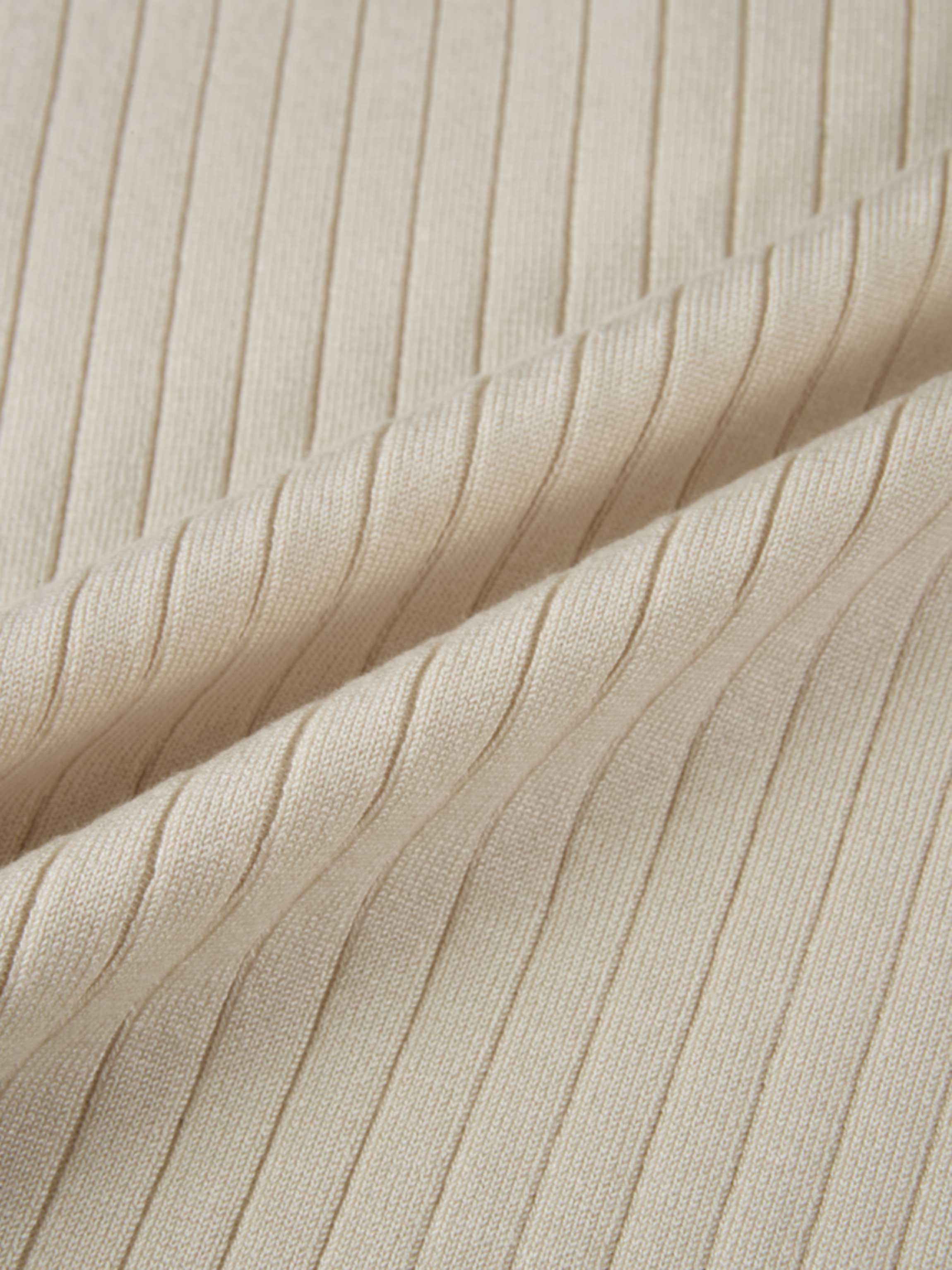 Ribbed Polo Sweater - Cream/Brown Stripe
