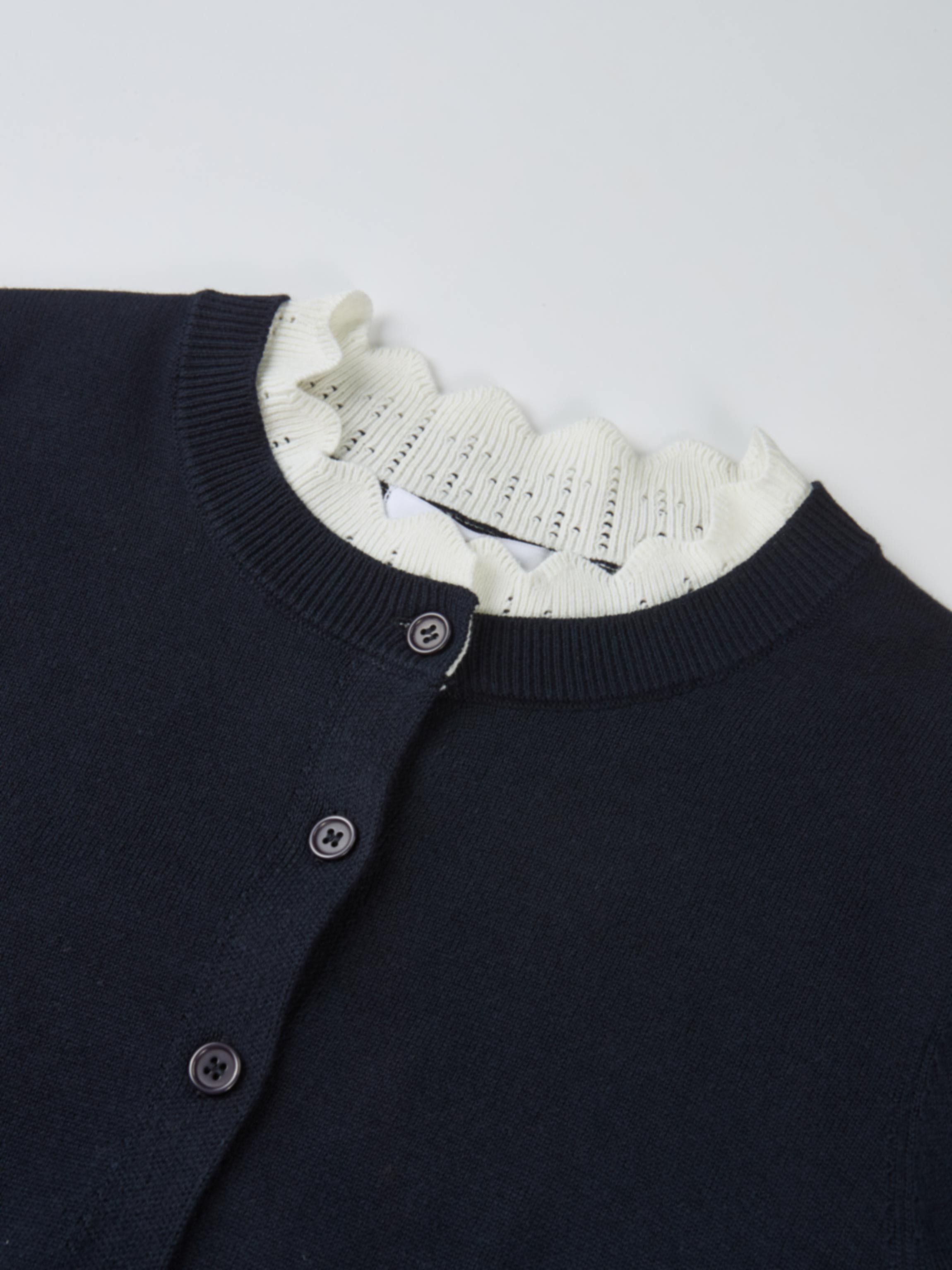 Eyelet Knit Trim Cardigan - Navy