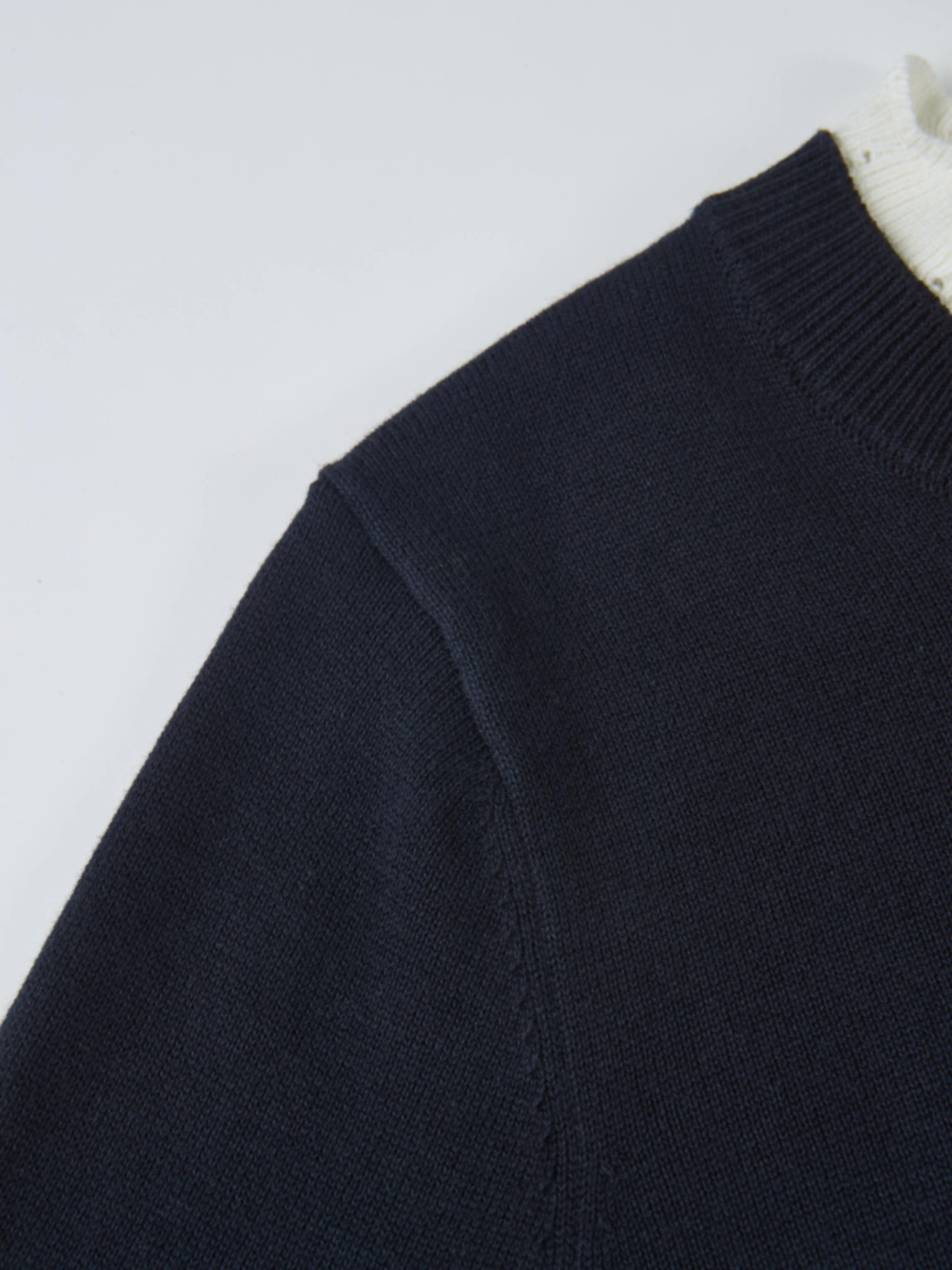 Eyelet Knit Trim Cardigan - Navy