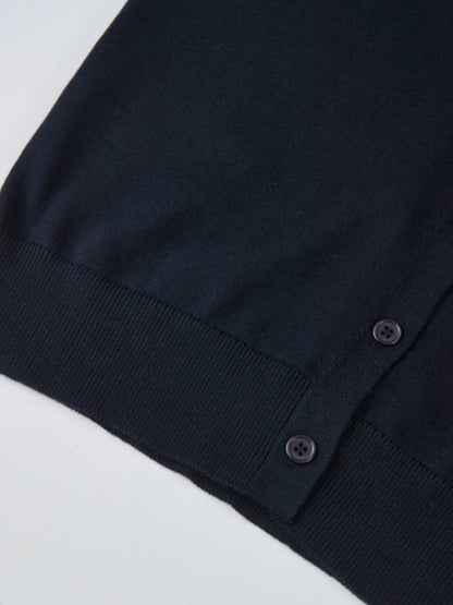 Eyelet Knit Trim Cardigan - Navy