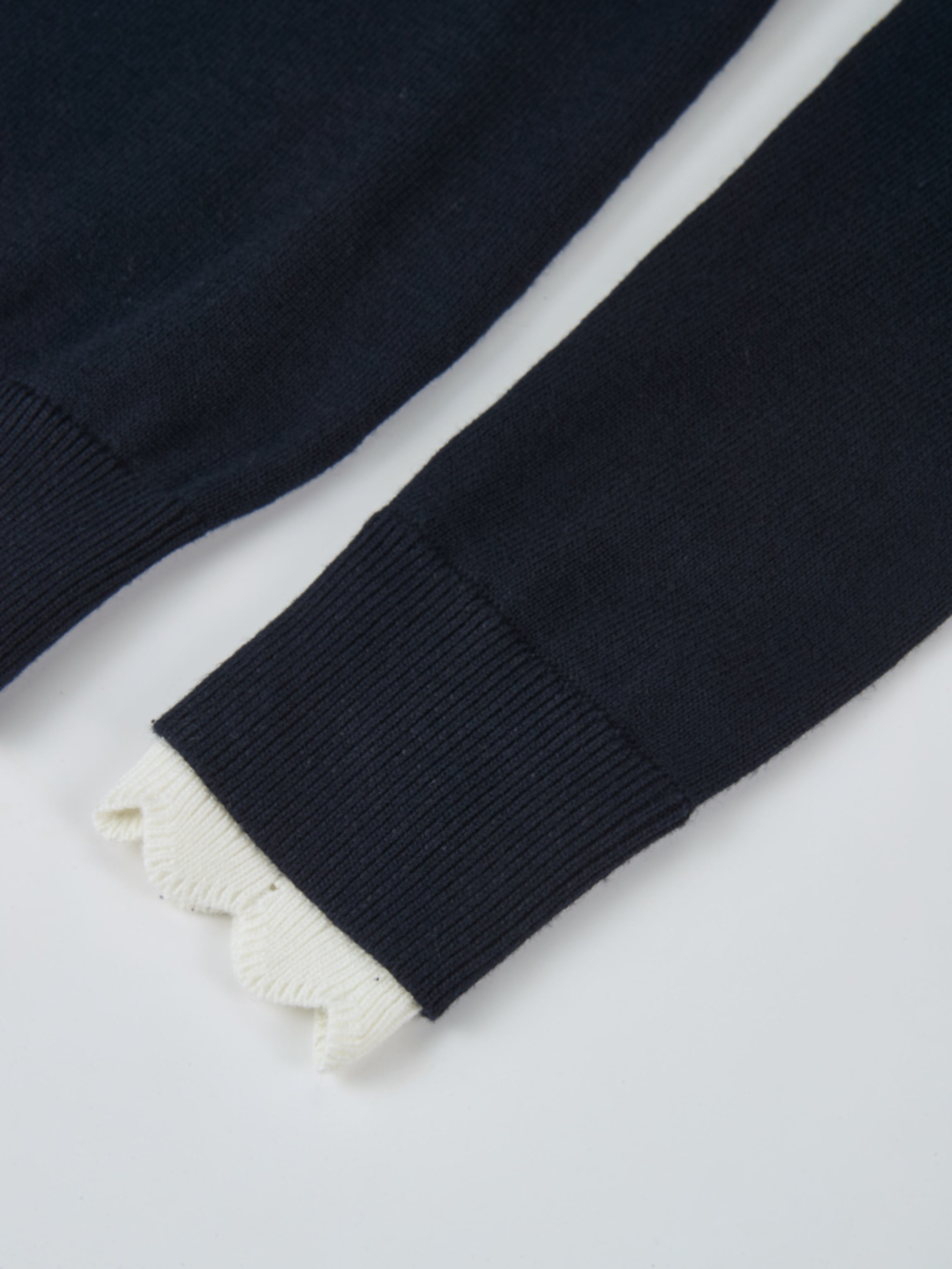 Eyelet Knit Trim Cardigan - Navy