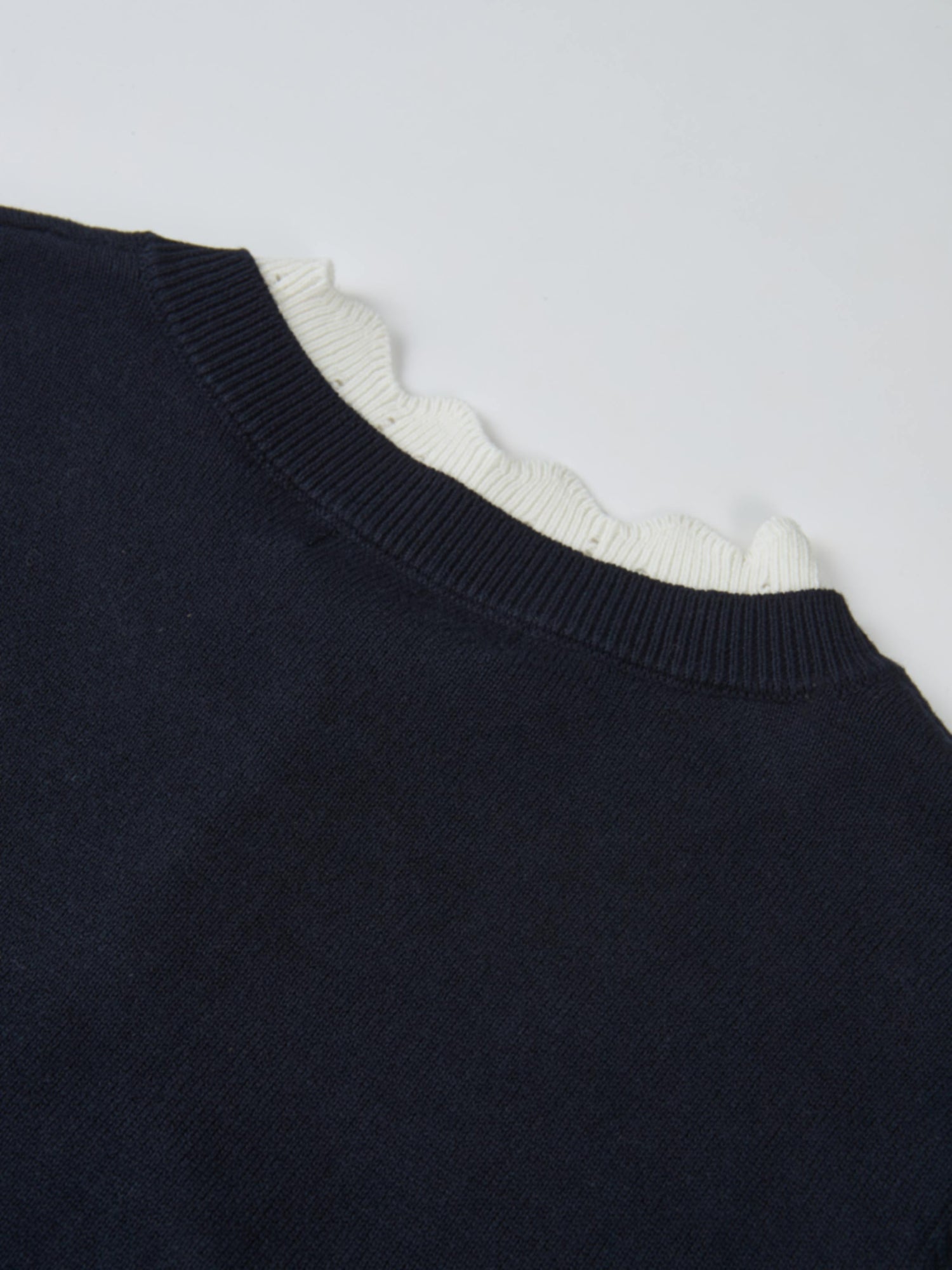 Eyelet Knit Trim Cardigan - Navy