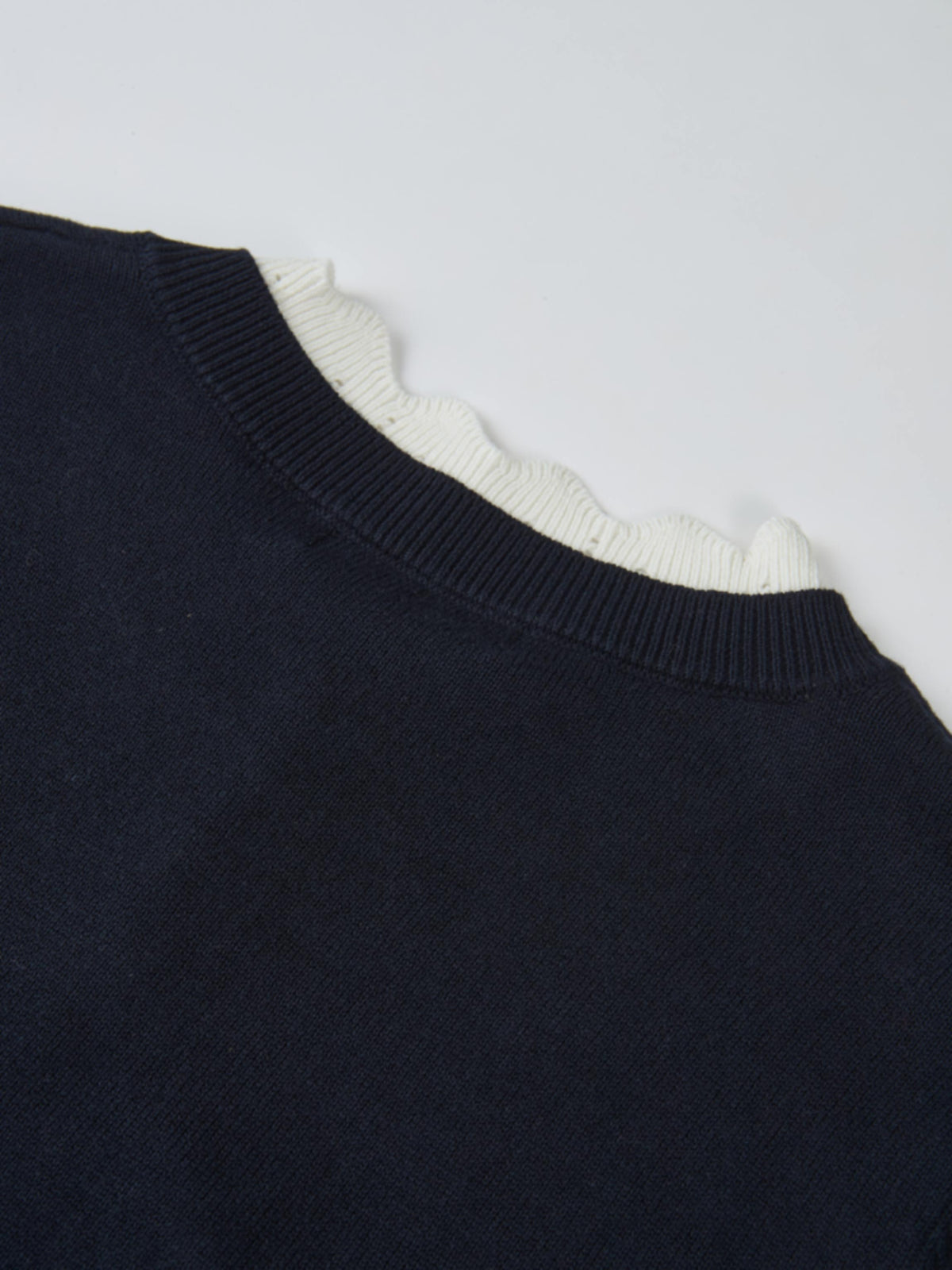 Eyelet Knit Trim Cardigan - Navy