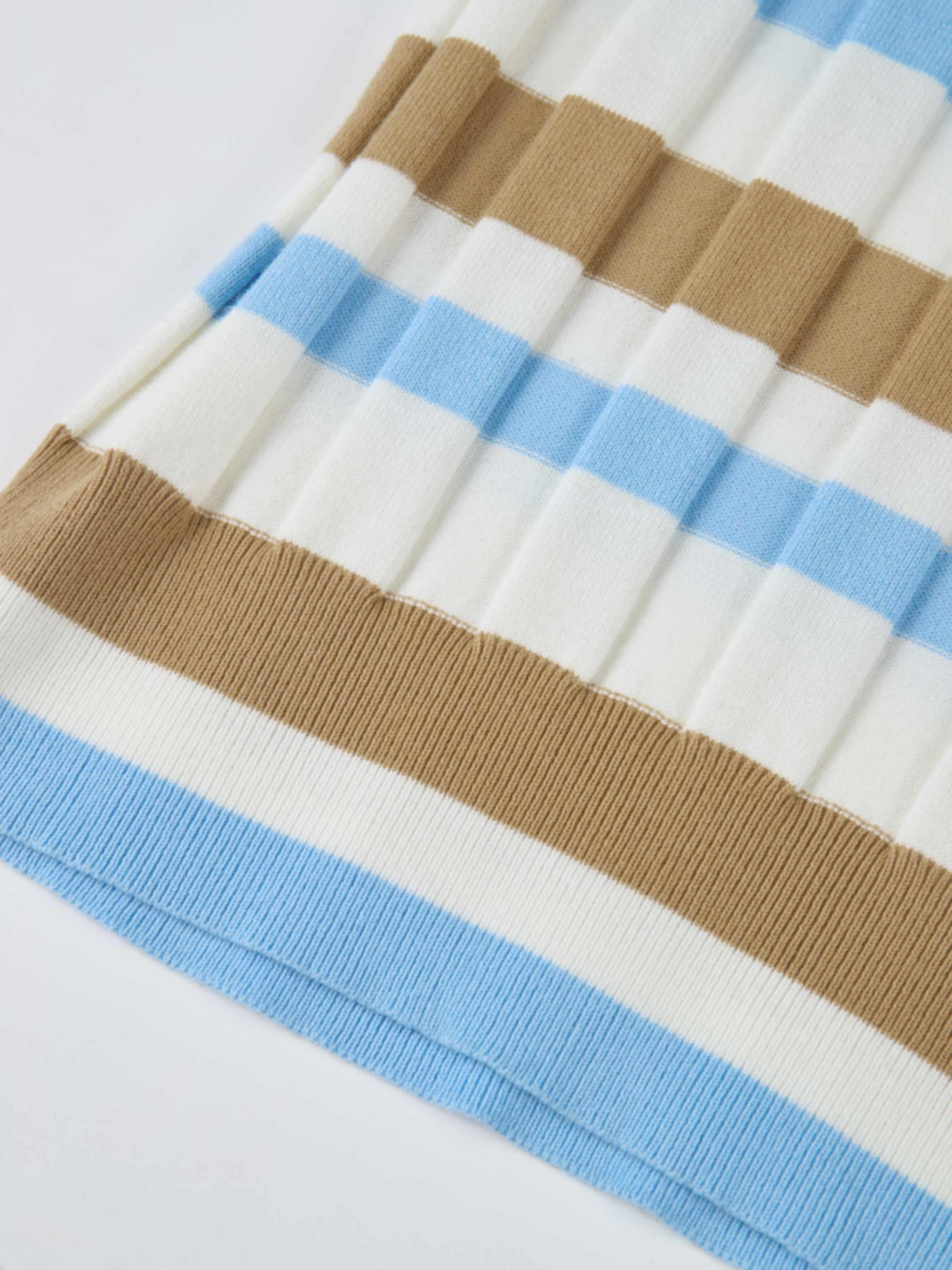 Mixed Stripe Ribbed Polo - Tan/Light Blue
